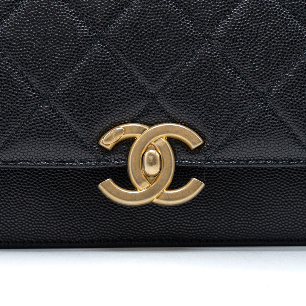 CHANEL MESSENGER BAG CAVIAR BLACK BRUSHED GHW (MICROCHIP)