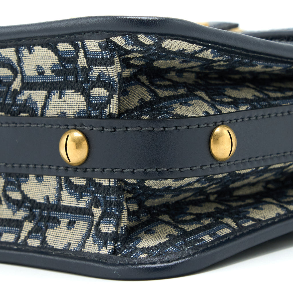 DIOR ADDICT VERTICAL MESSENGER BAG OBLIQUE CANVAS BLUE GHW