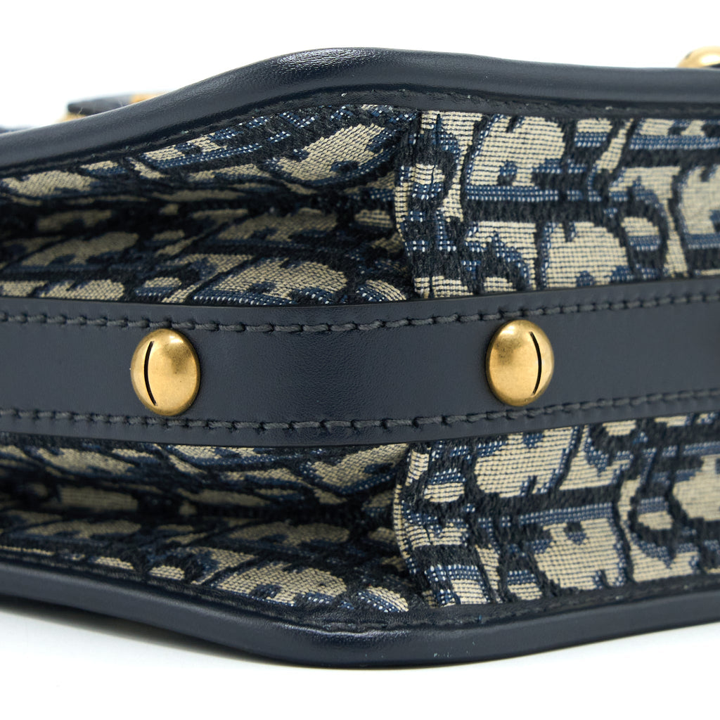 DIOR ADDICT VERTICAL MESSENGER BAG OBLIQUE CANVAS BLUE GHW