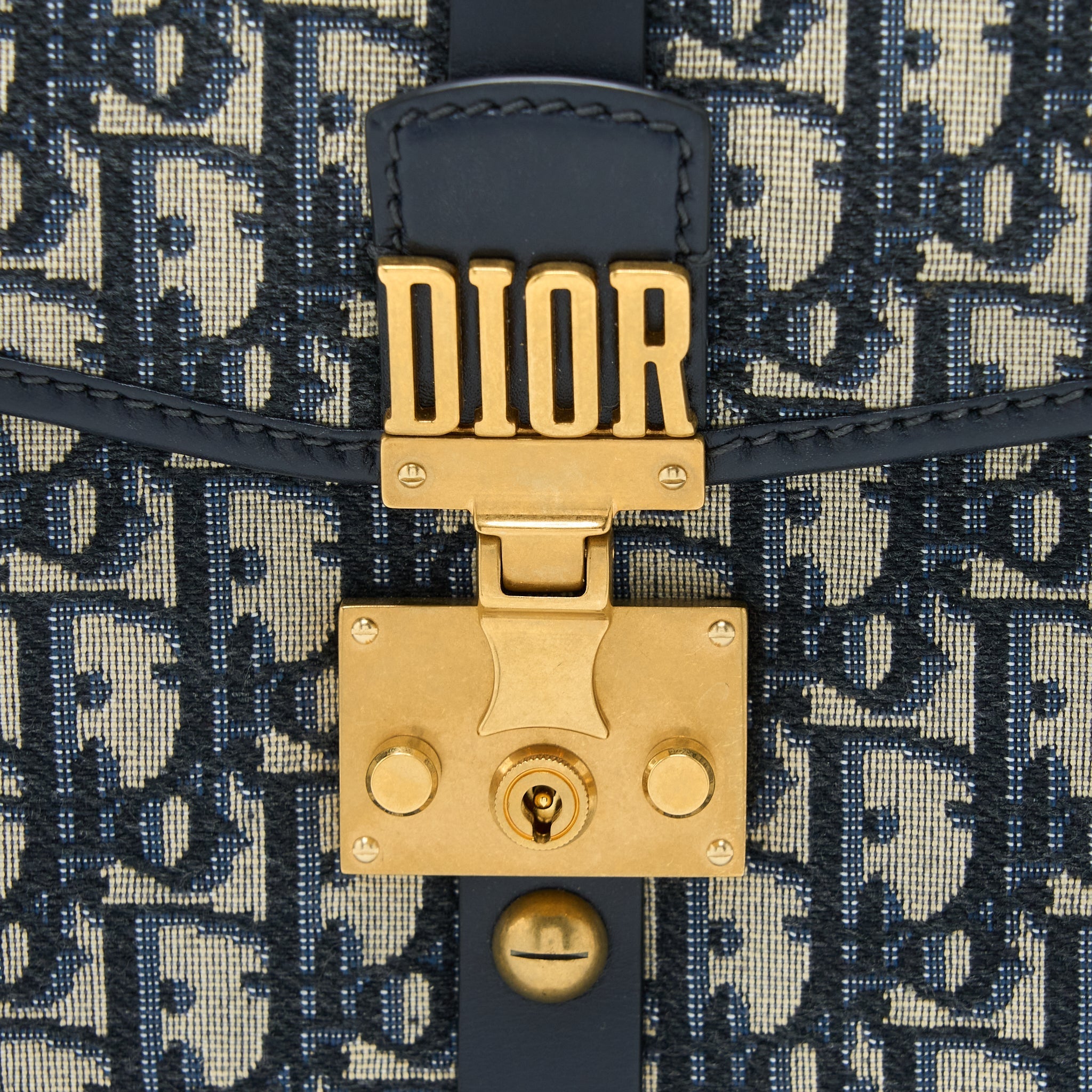 DIOR ADDICT VERTICAL MESSENGER BAG OBLIQUE CANVAS BLUE GHW