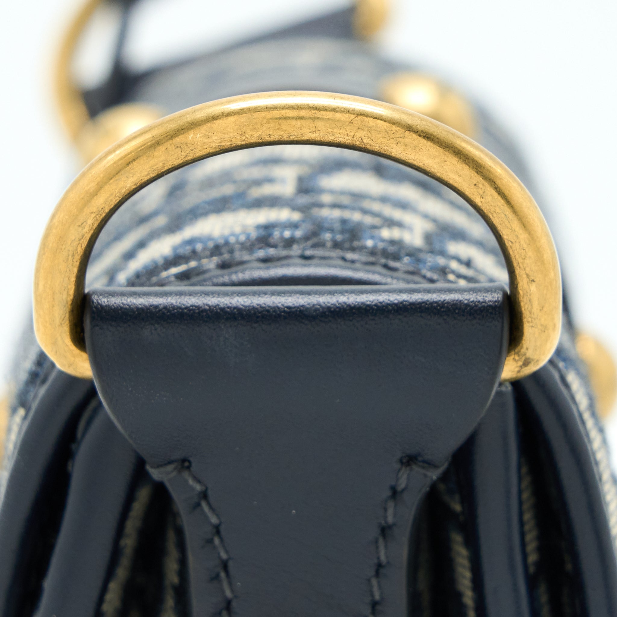 DIOR ADDICT VERTICAL MESSENGER BAG OBLIQUE CANVAS BLUE GHW
