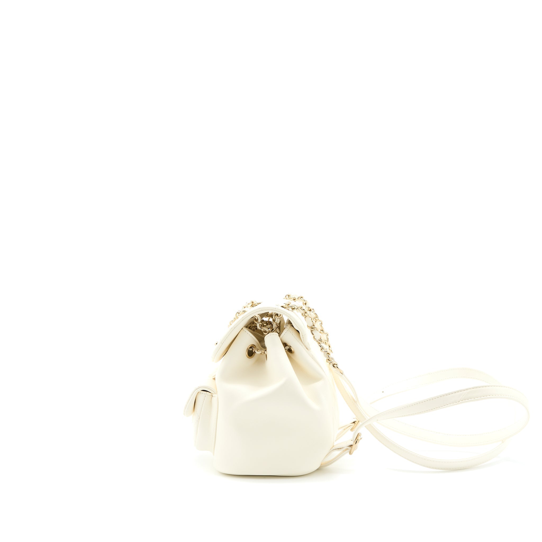 CHANEL DUMA MINI BACKPACK LAMBSKIN WHITE LGHW (MICROCHIP)