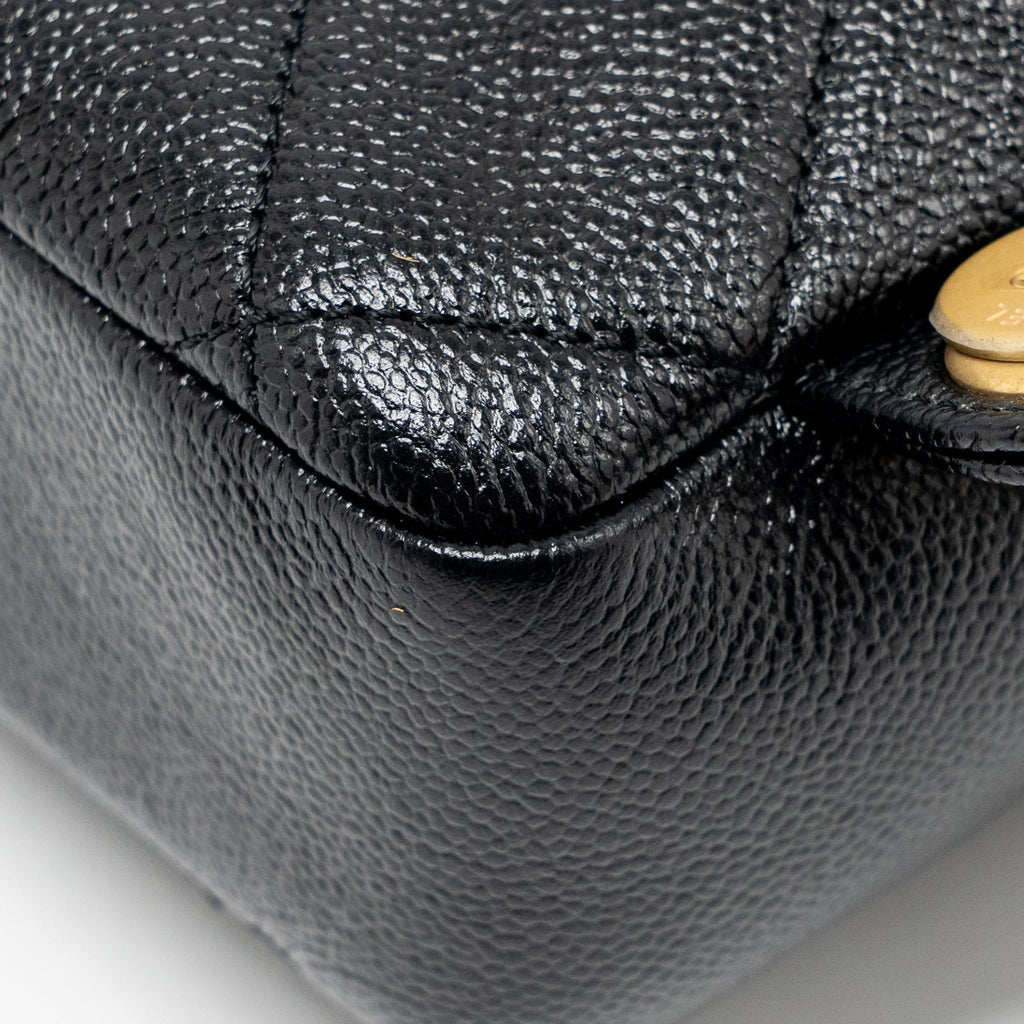 CHANEL QUILTED FLAP BACKPACK CAVIAR BLACK GHW (MICROCHIP)