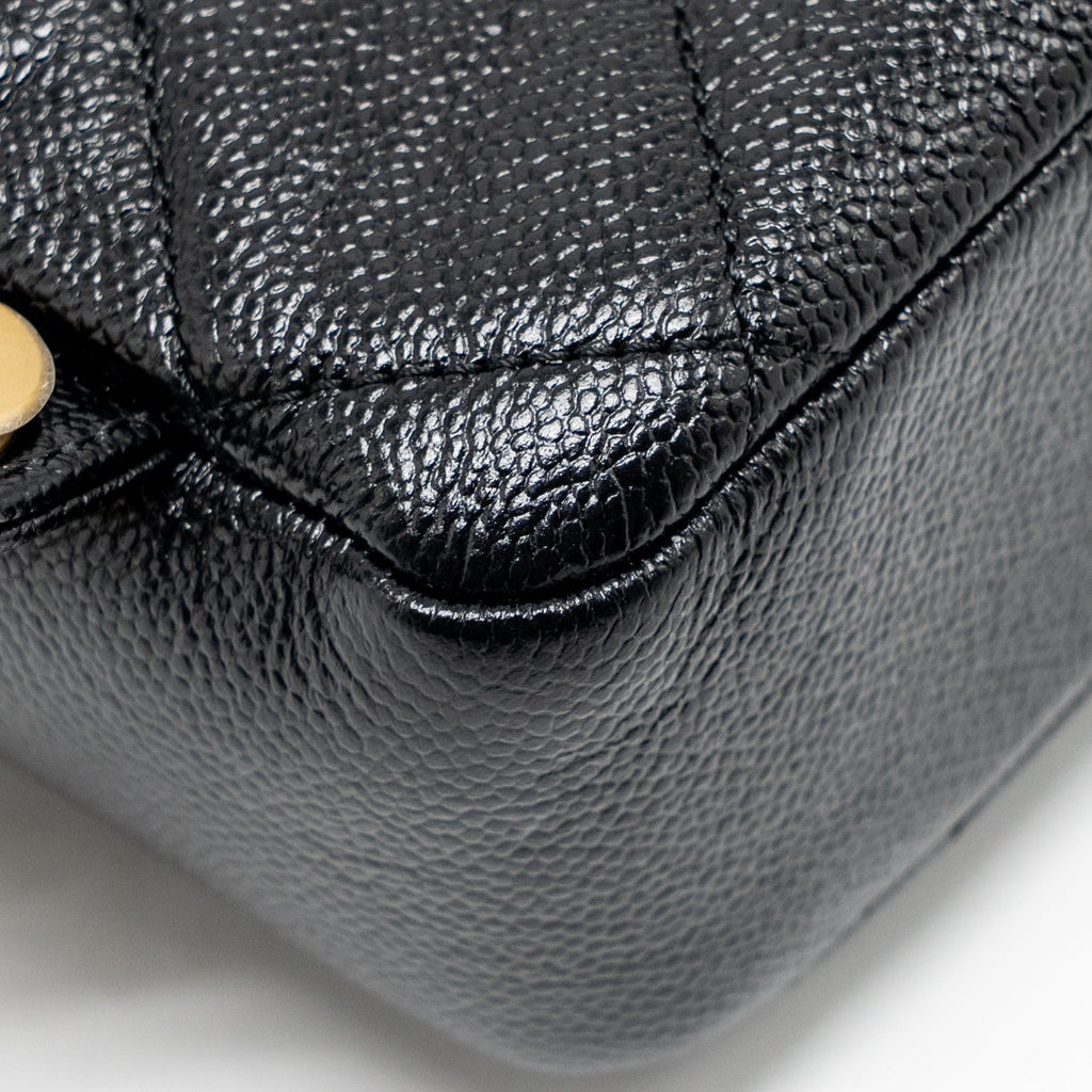 CHANEL QUILTED FLAP BACKPACK CAVIAR BLACK GHW (MICROCHIP)