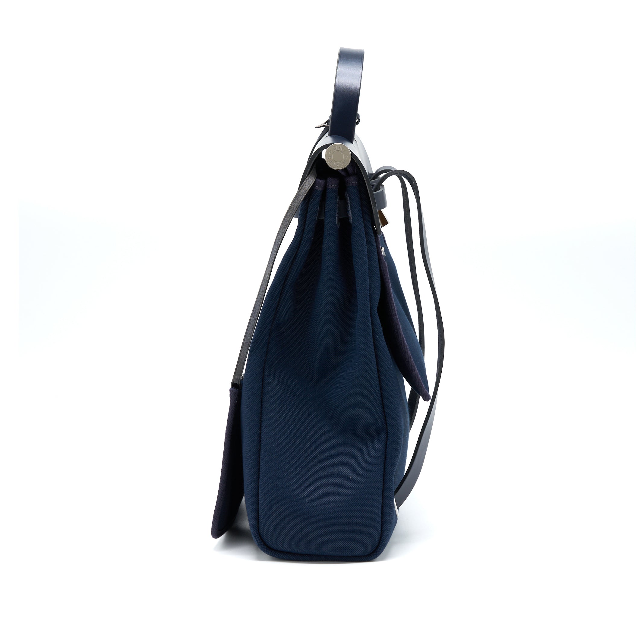 HERMES HERBAG BACKPACK CANVAS/LEATHER DARK BLUE/BLACK SHW