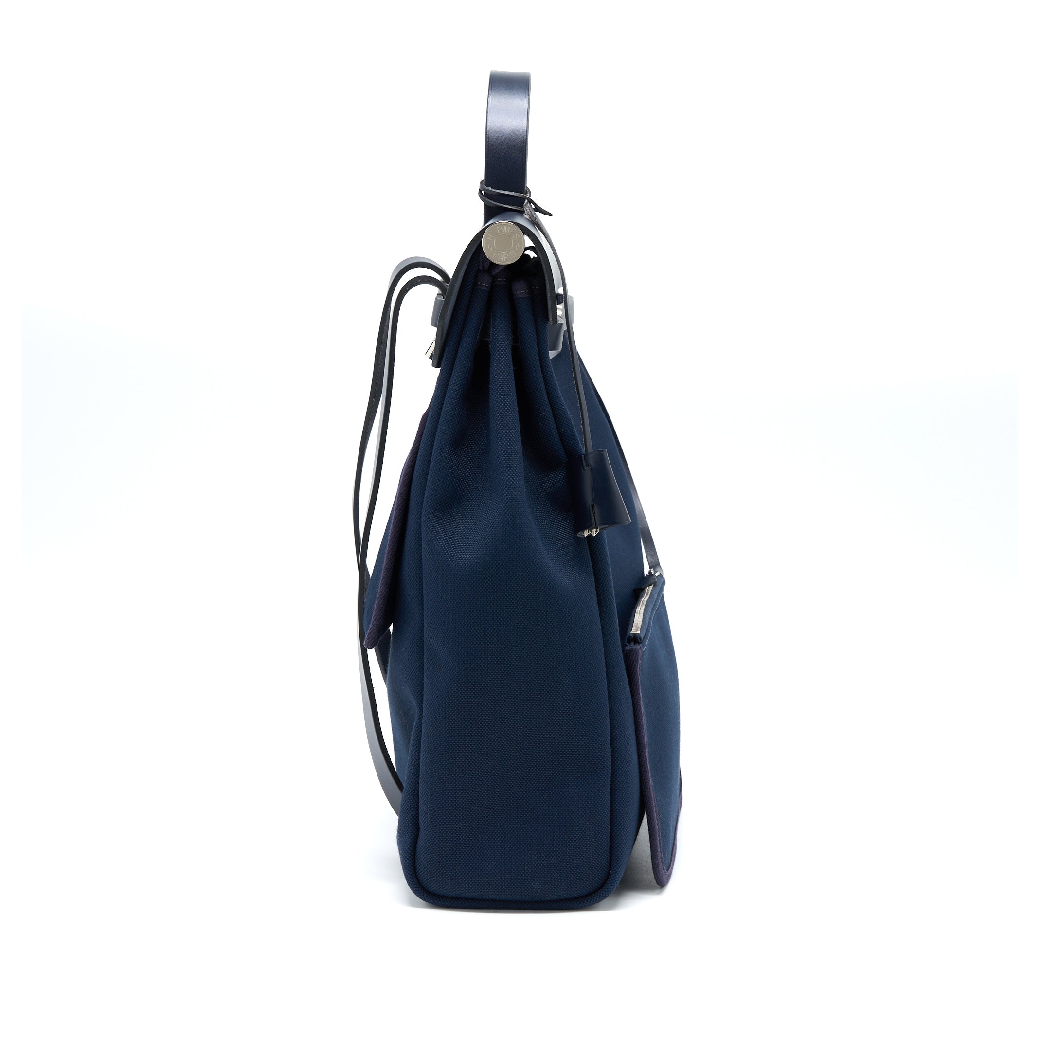 HERMES HERBAG BACKPACK CANVAS/LEATHER DARK BLUE/BLACK SHW