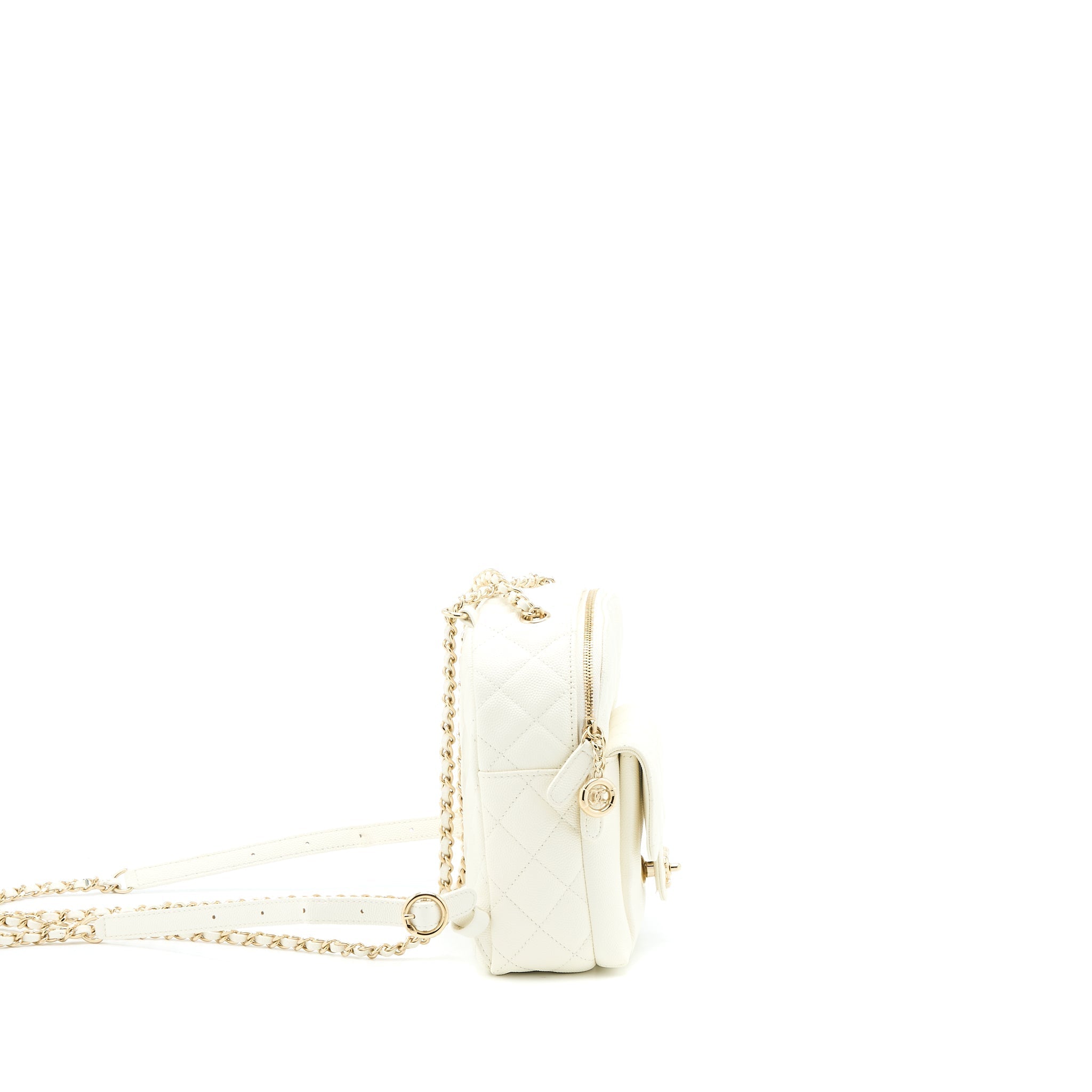 CHANEL QUILTED MINI CC DAY BACKPACK CAVIAR WHITE LGHW