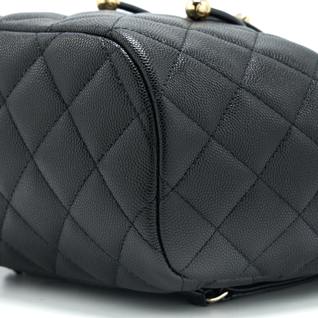 CHANEL 23P MINI FLAP BACKPACK CAVIAR BLACK LGHW (MICROCHIP)