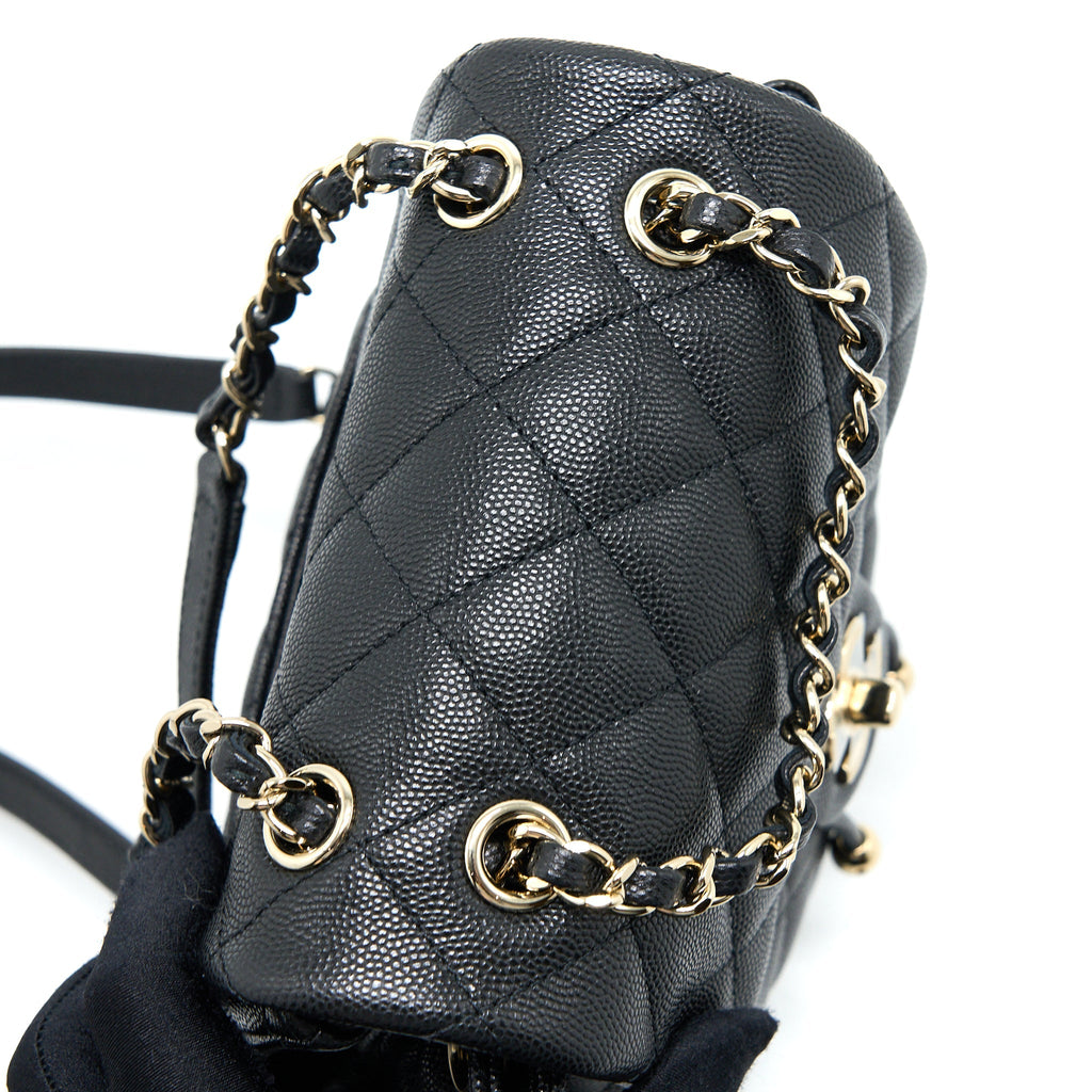 CHANEL 23P MINI FLAP BACKPACK CAVIAR BLACK LGHW (MICROCHIP)