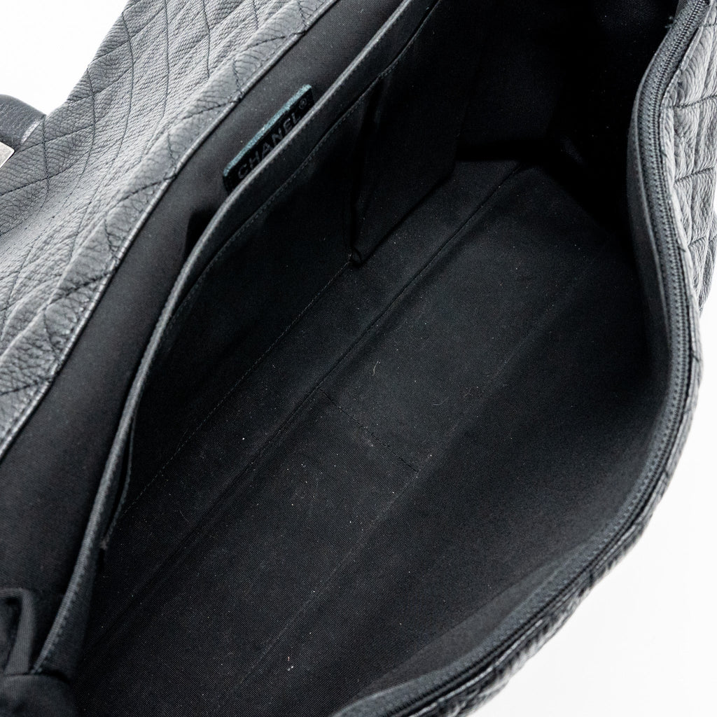 CHANEL XXL CLASSIC TRAVEL FLAP CALFSKIN BLACK RUTHENIUM HARDWARE
