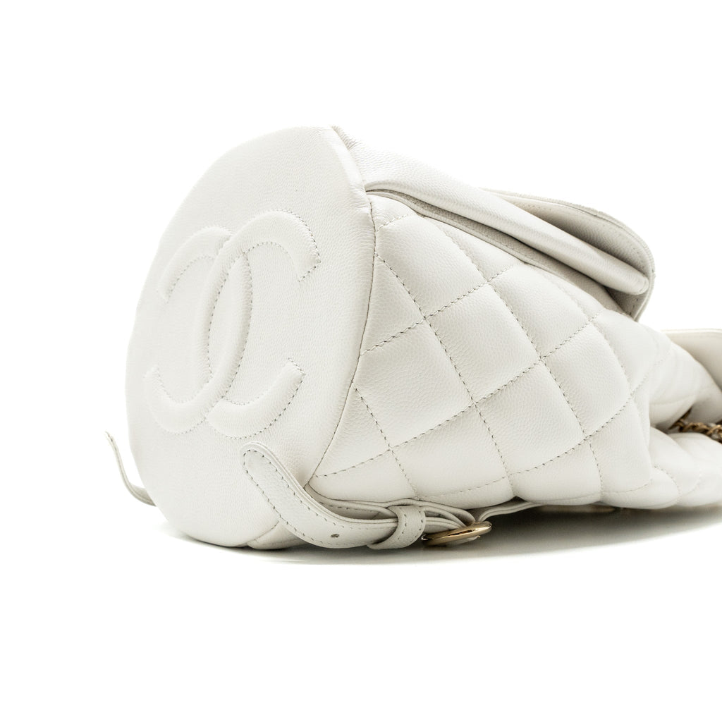 CHANEL 22S MINI BACKPACK GRAINED CALFSKIN WHITE LGHW(MICROCHIP)