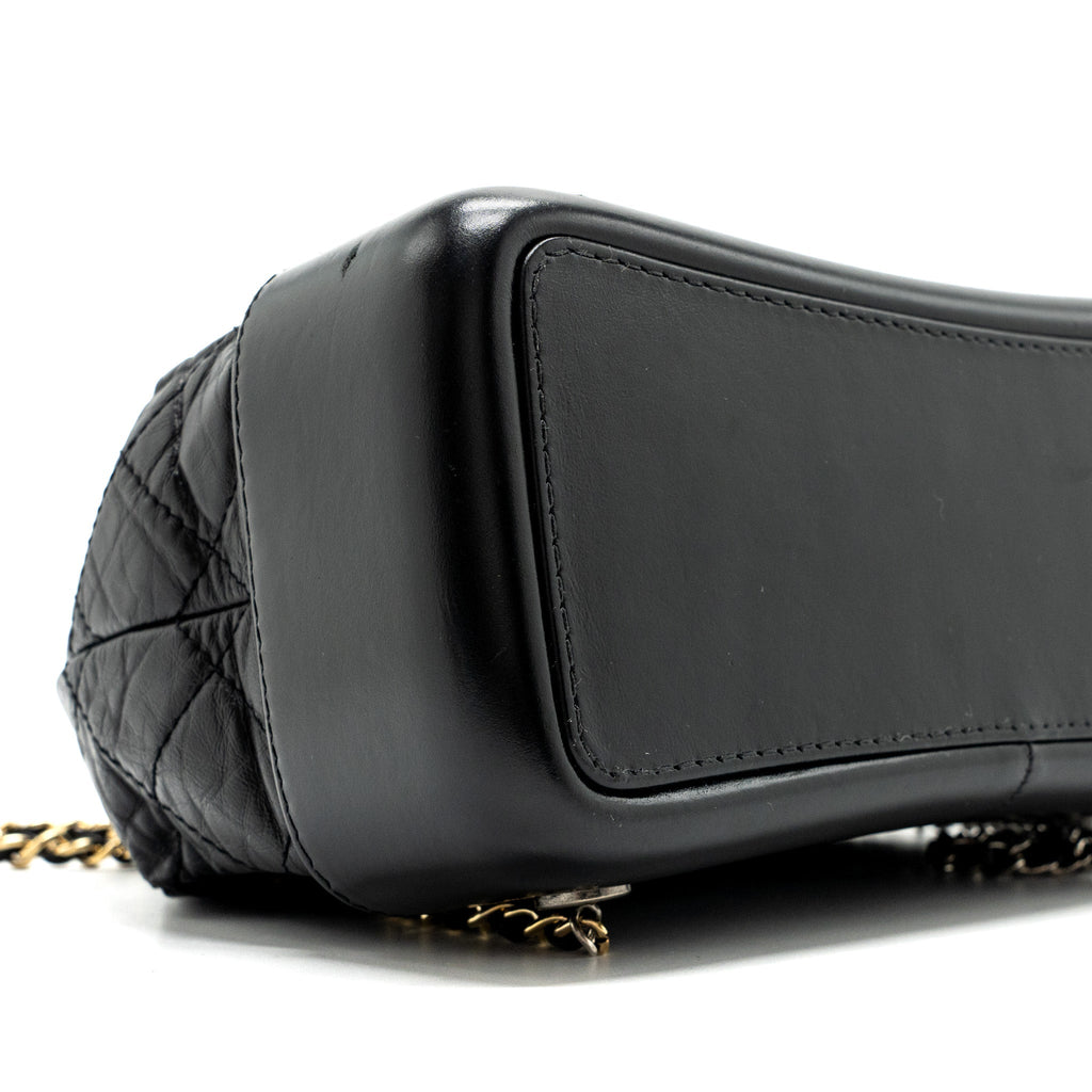 CHANEL SMALL GABRIELLE BACKPACK AGED CALFSKIN BLACK MULTICOLOR HARDWARE
