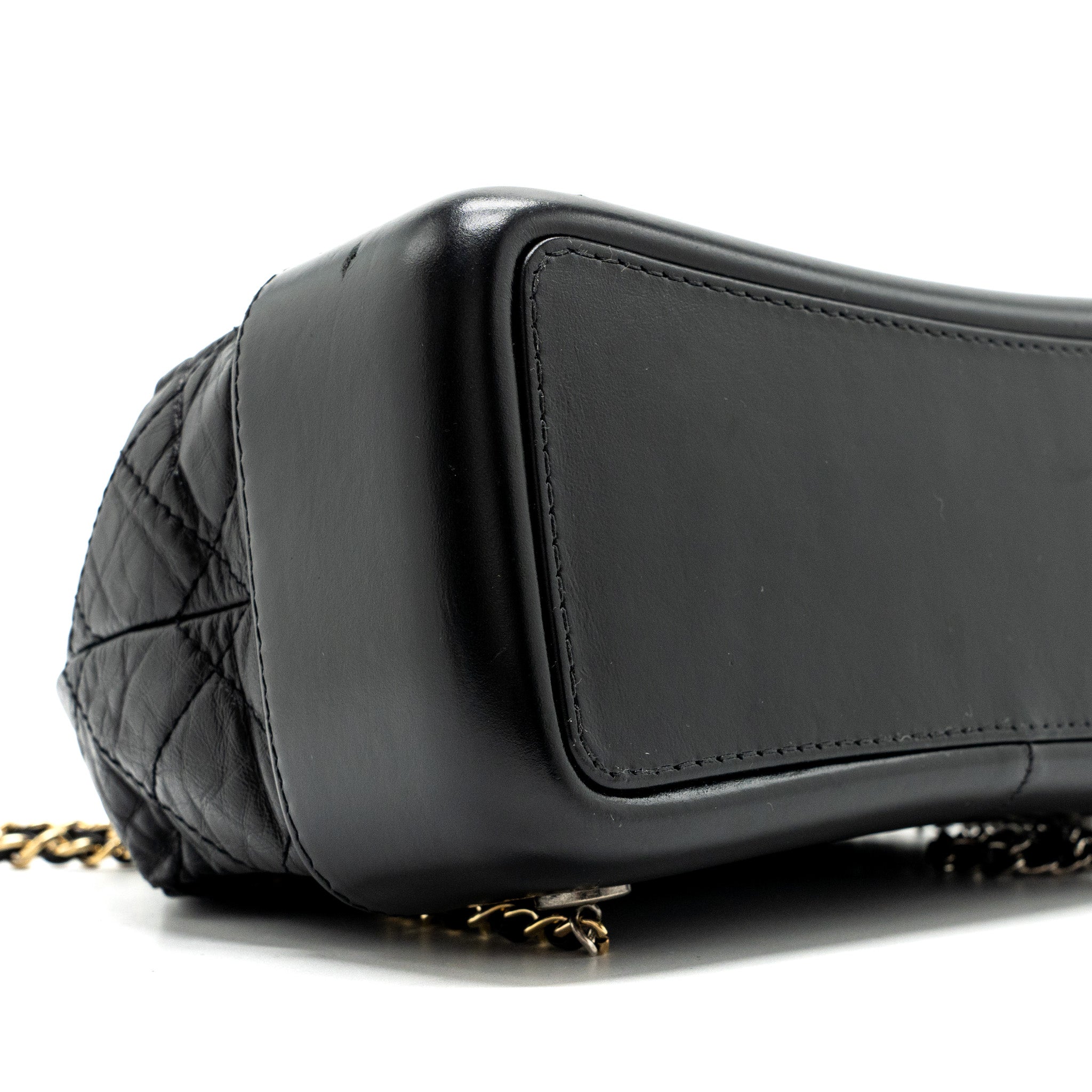 CHANEL SMALL GABRIELLE BACKPACK AGED CALFSKIN BLACK MULTICOLOR HARDWARE