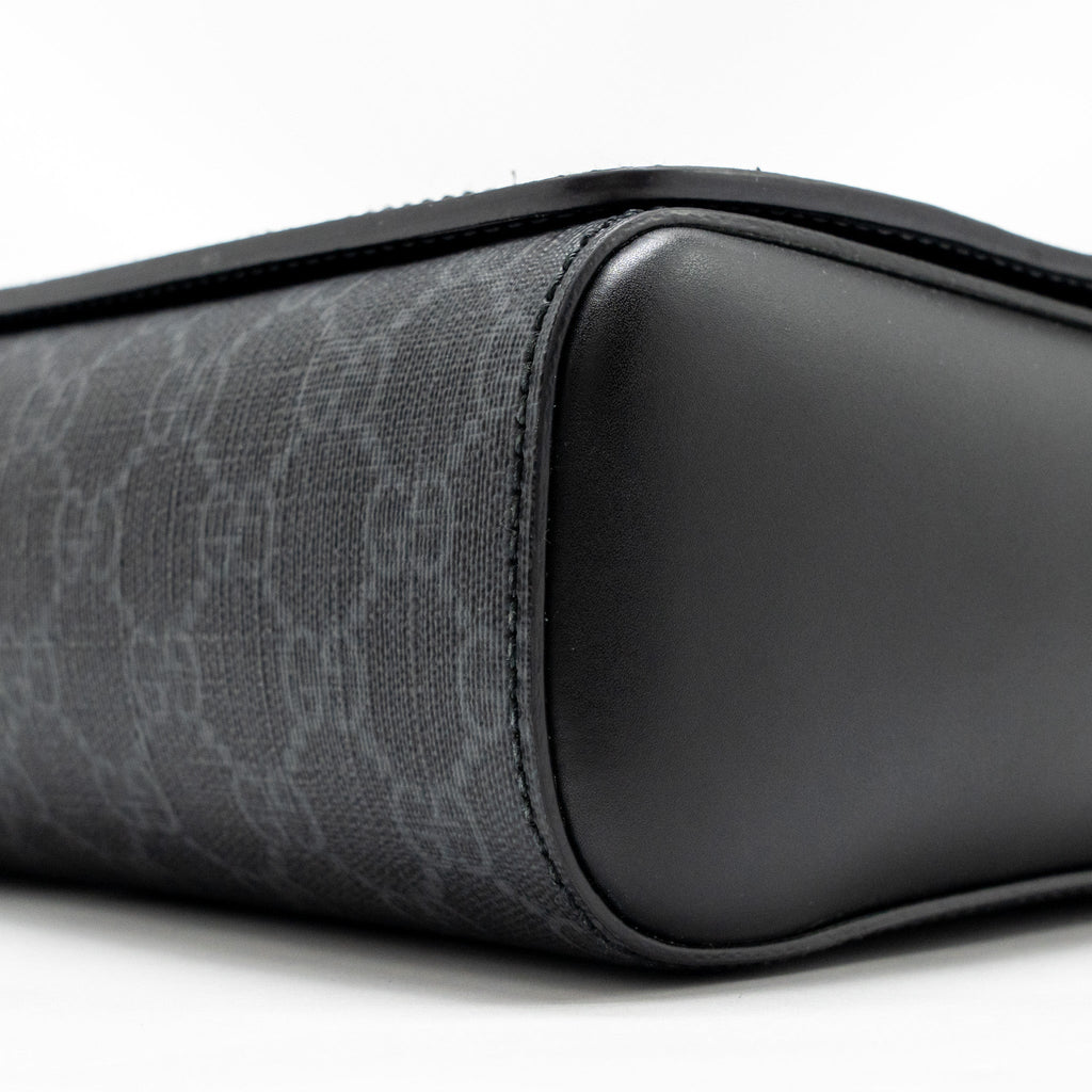 GUCCI MESSENGER BAG GG SUPREME CANVAS BLACK MULTICOLOUR STRAP SHW