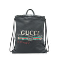 GUCCI LOGO PRINTED DRAWSTRING BACKPACK BLACK