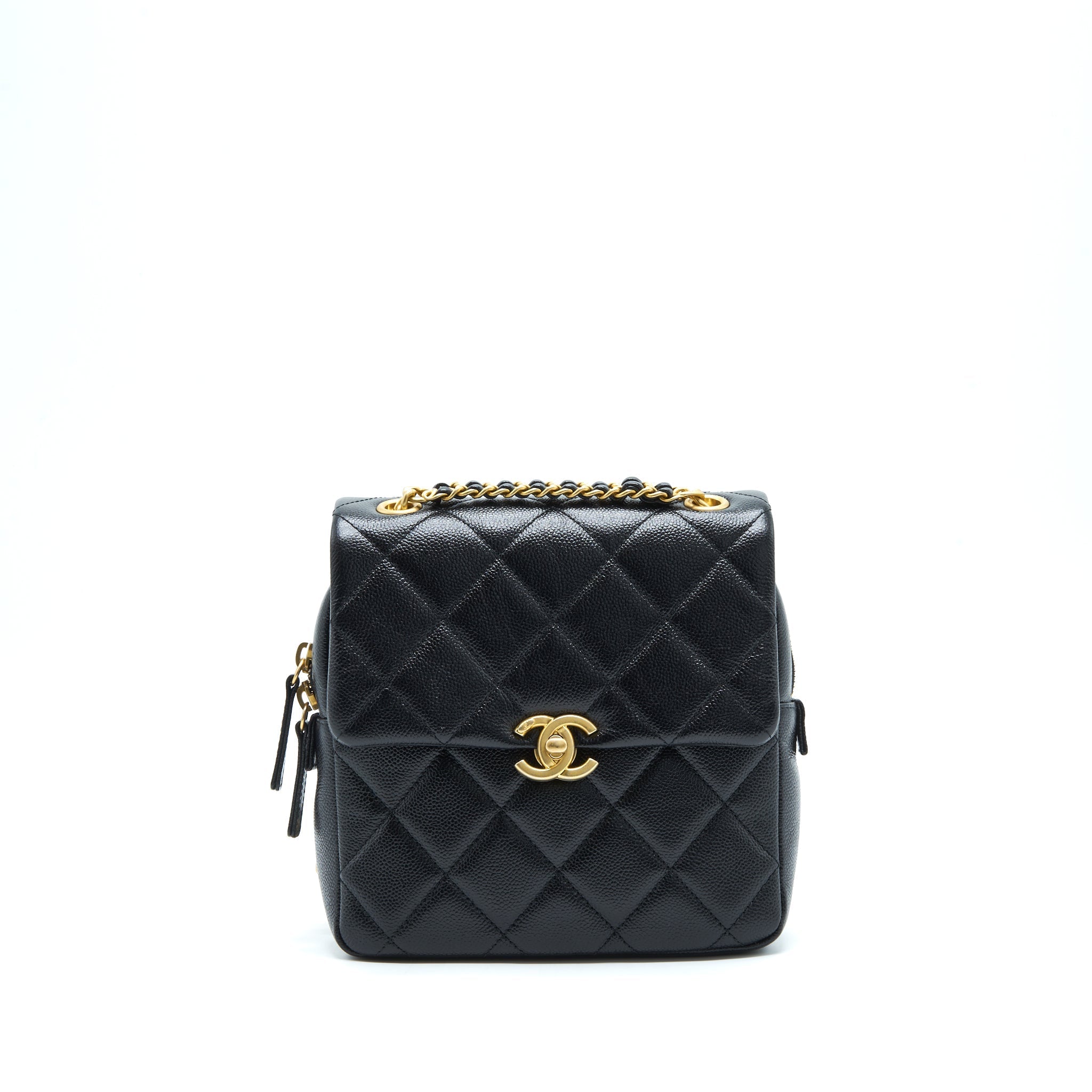 CHANEL 22P FLAP BACKPACK CAVIAR BLACK GHW