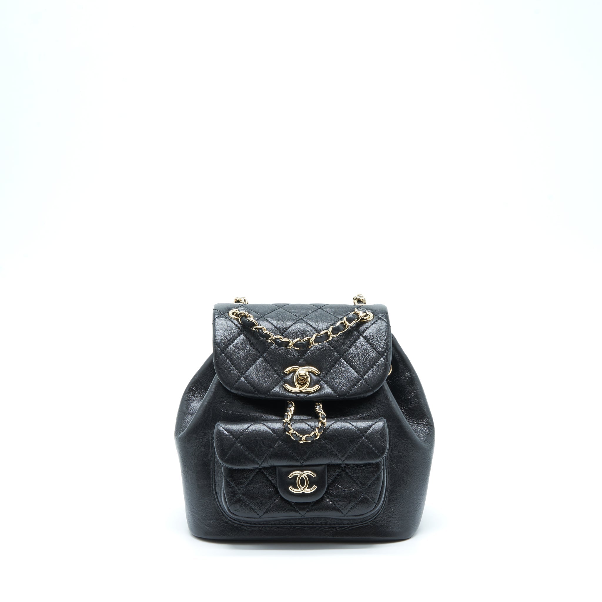 CHANEL 22C MINI DUMA BACKPACK CALFSKIN BLACK LGHW (MICROCHIP)