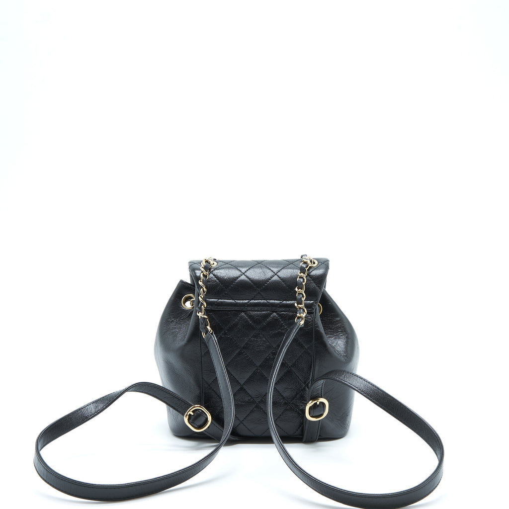 CHANEL 22C MINI DUMA BACKPACK CALFSKIN BLACK LGHW (MICROCHIP)