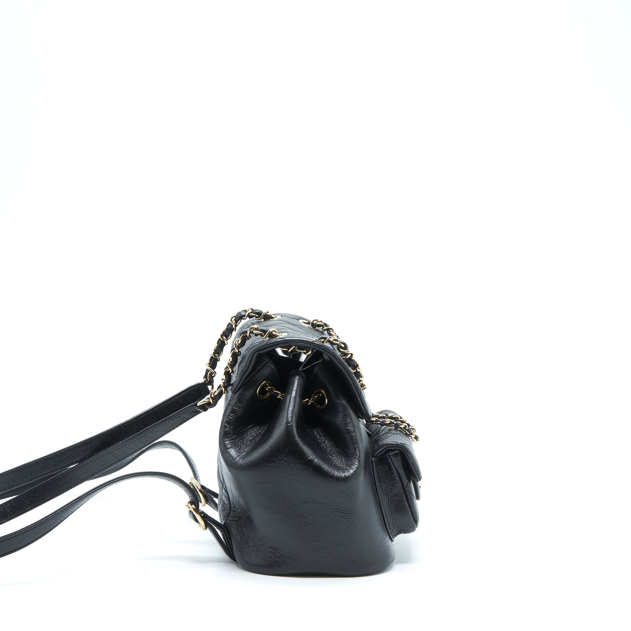 CHANEL 22C MINI DUMA BACKPACK CALFSKIN BLACK LGHW (MICROCHIP)