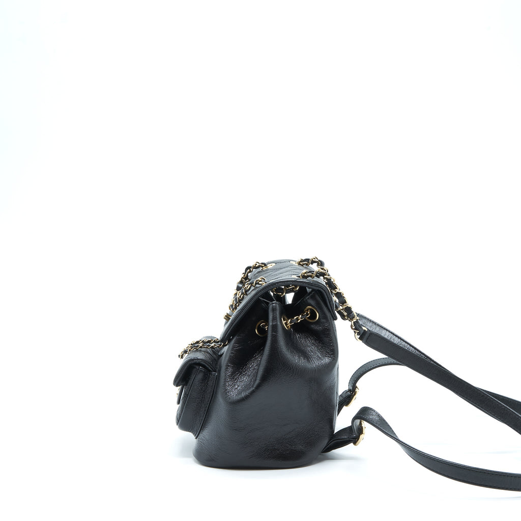 CHANEL 22C MINI DUMA BACKPACK CALFSKIN BLACK LGHW (MICROCHIP)