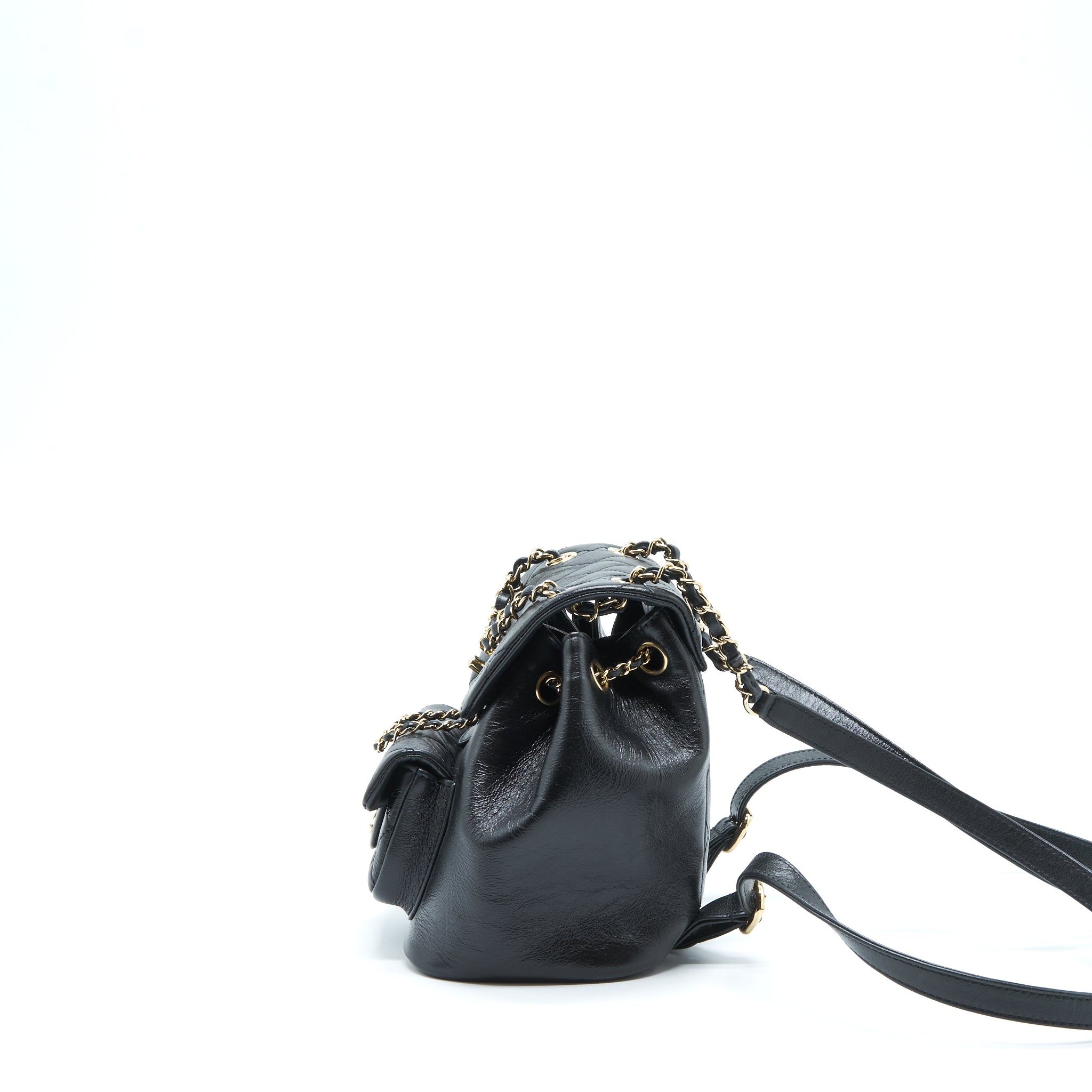 CHANEL 22C MINI DUMA BACKPACK CALFSKIN BLACK LGHW (MICROCHIP)