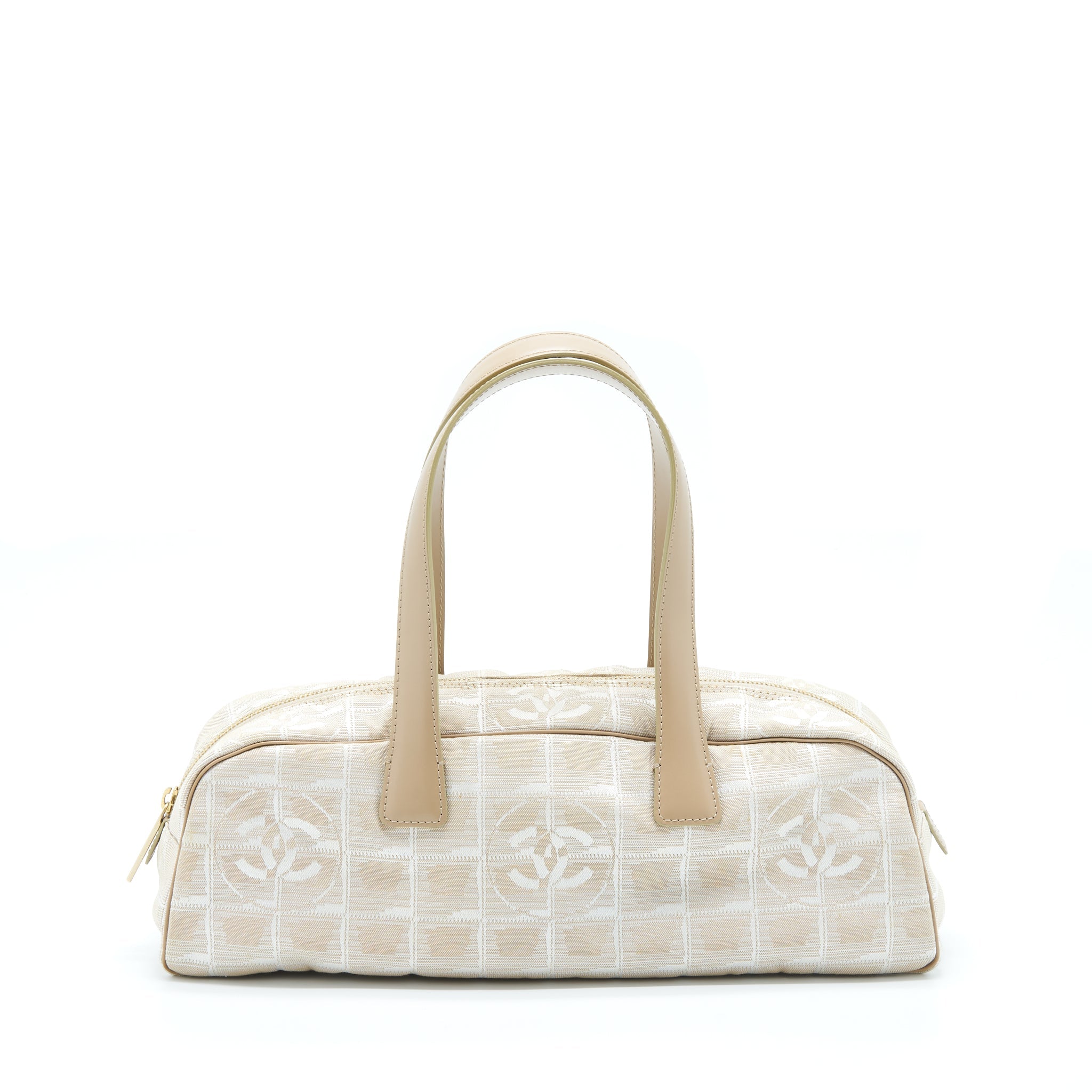 CHANEL VINTAGE TRAVEL LINE BOWLER BAG CANVAS AND LEATHER LGHW