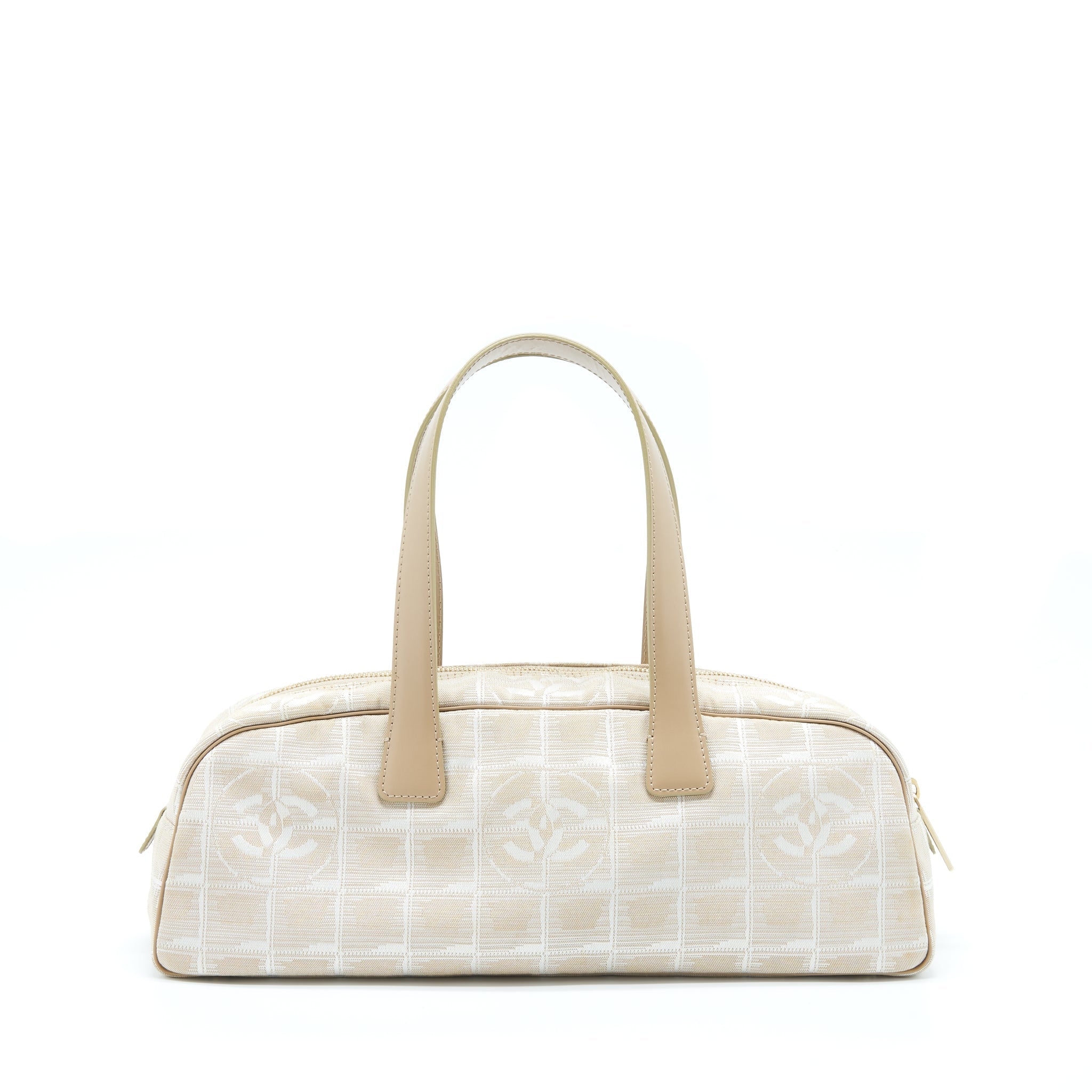 CHANEL VINTAGE TRAVEL LINE BOWLER BAG CANVAS AND LEATHER LGHW
