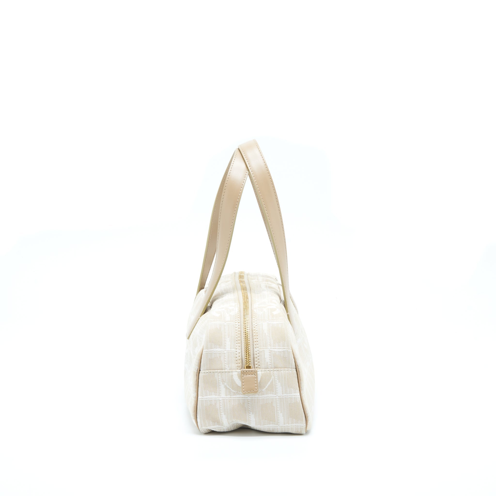CHANEL VINTAGE TRAVEL LINE BOWLER BAG CANVAS AND LEATHER LGHW