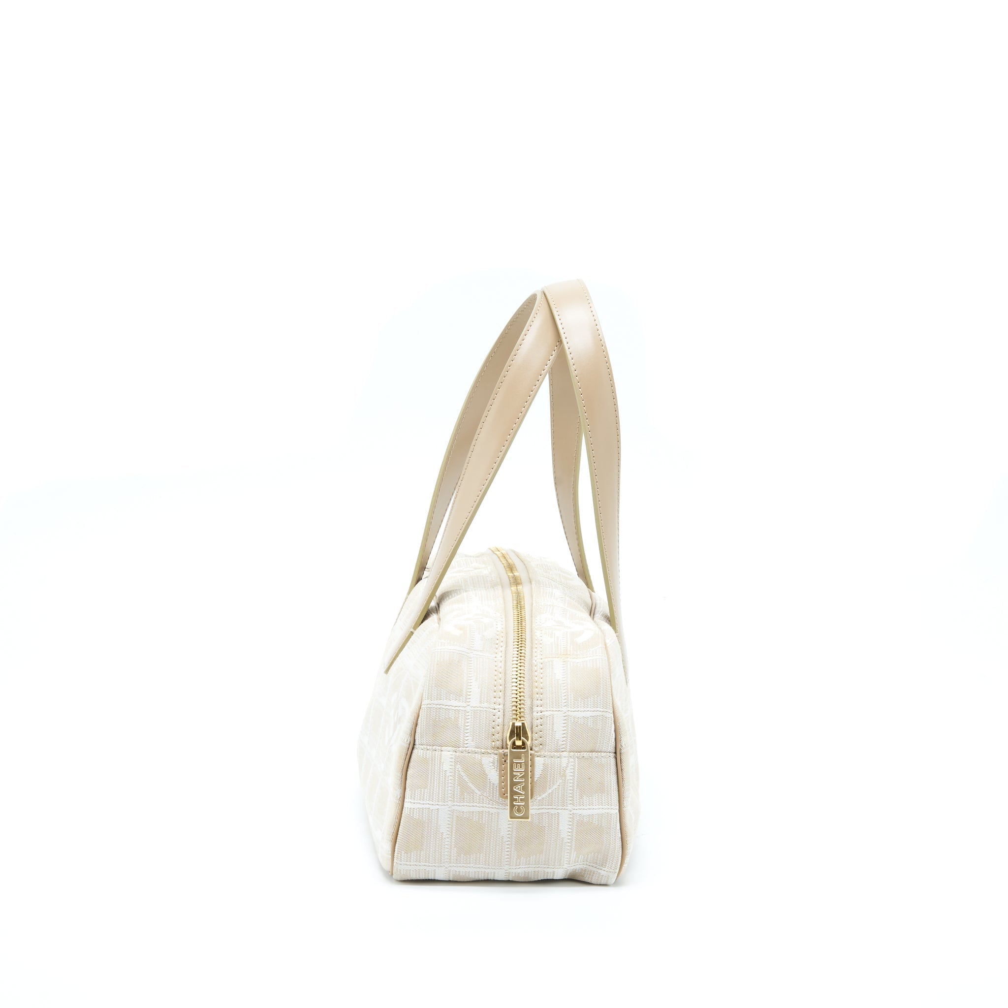 CHANEL VINTAGE TRAVEL LINE BOWLER BAG CANVAS AND LEATHER LGHW