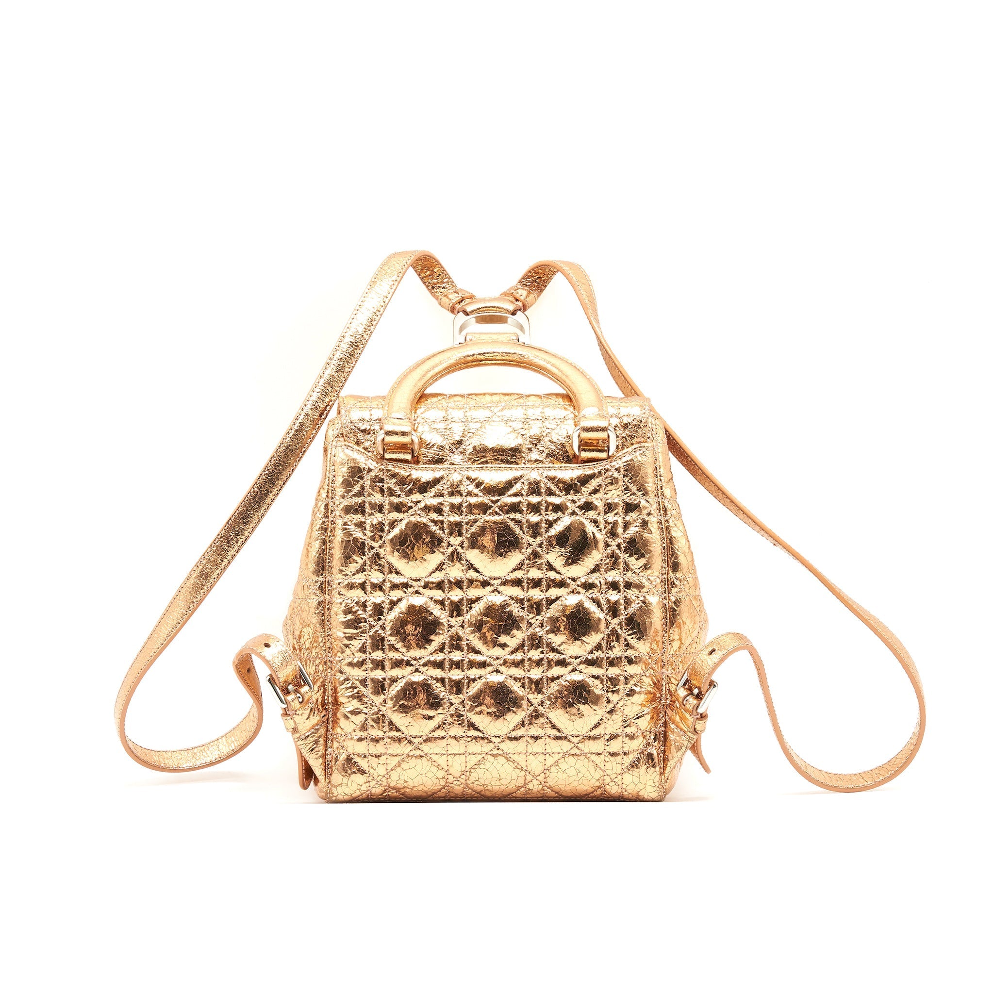 DIOR MINI BACKPACK LAMBSKIN METALLIC CHAMPAGNE