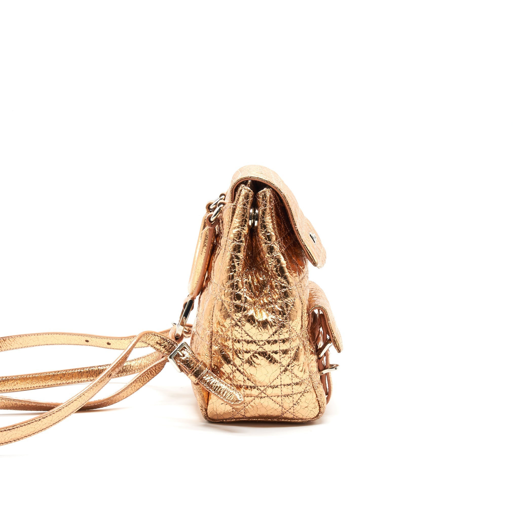 DIOR MINI BACKPACK LAMBSKIN METALLIC CHAMPAGNE