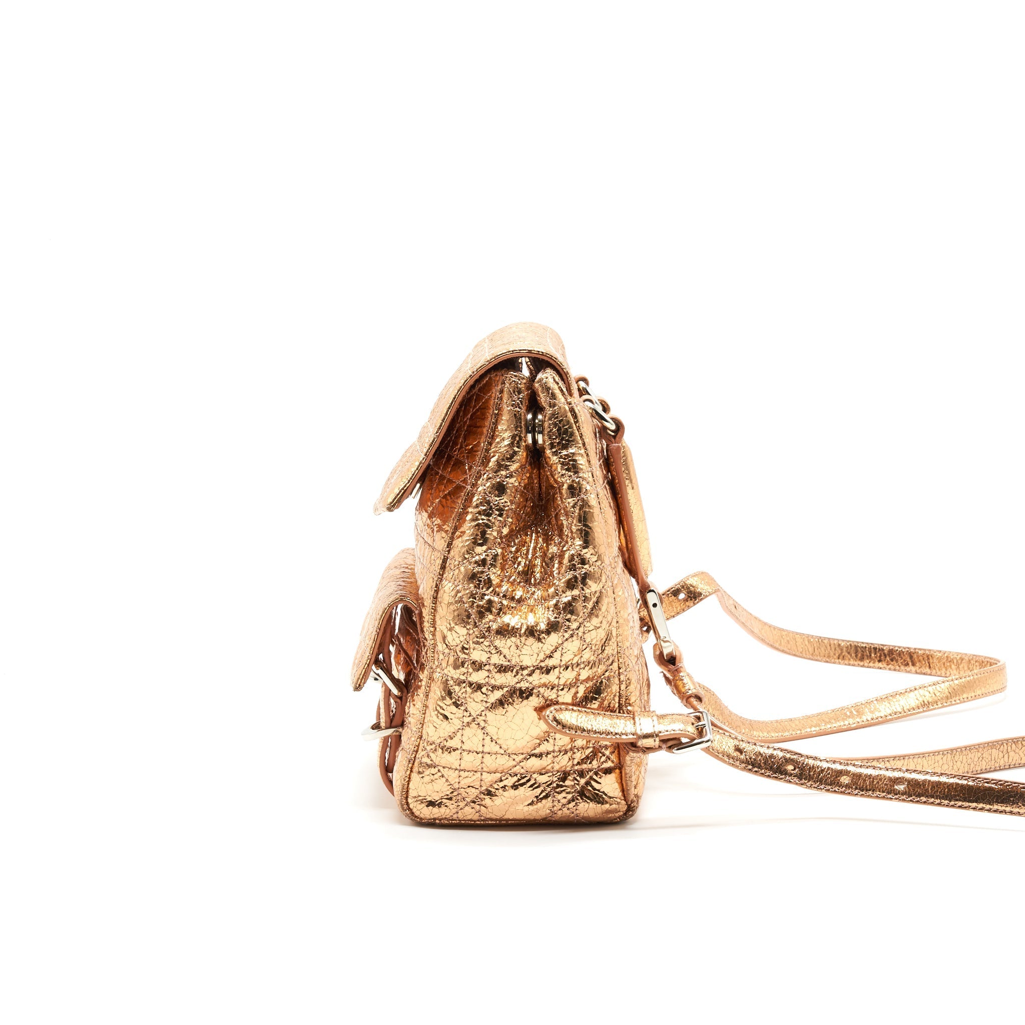 DIOR MINI BACKPACK LAMBSKIN METALLIC CHAMPAGNE