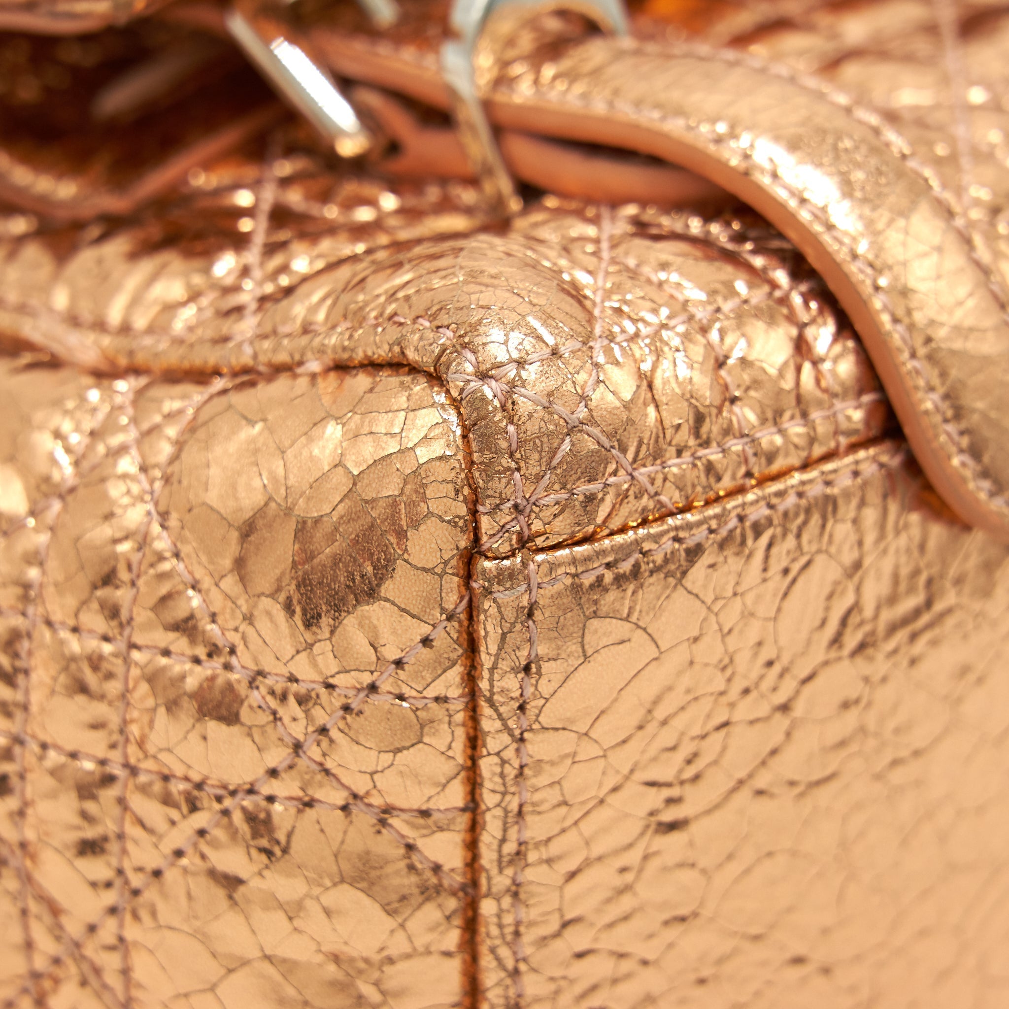 DIOR MINI BACKPACK LAMBSKIN METALLIC CHAMPAGNE