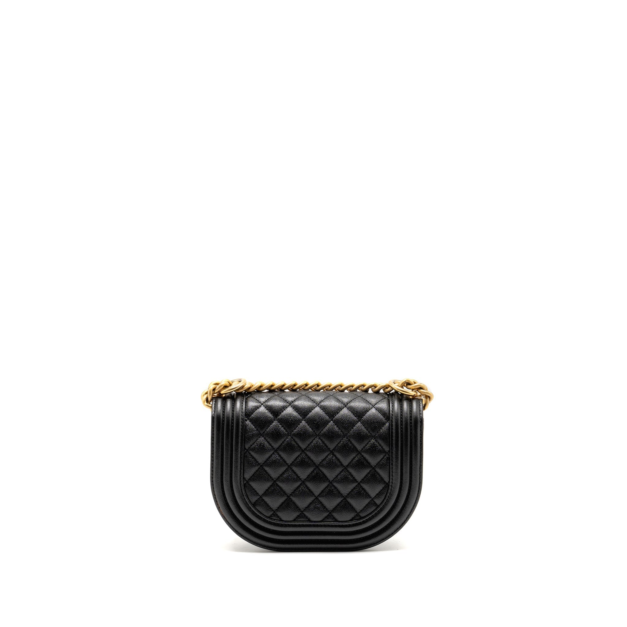 CHANEL 22A ROUND BOY MESSENGER BAG CAVIAR BLACK GHW (MICROCHIP)