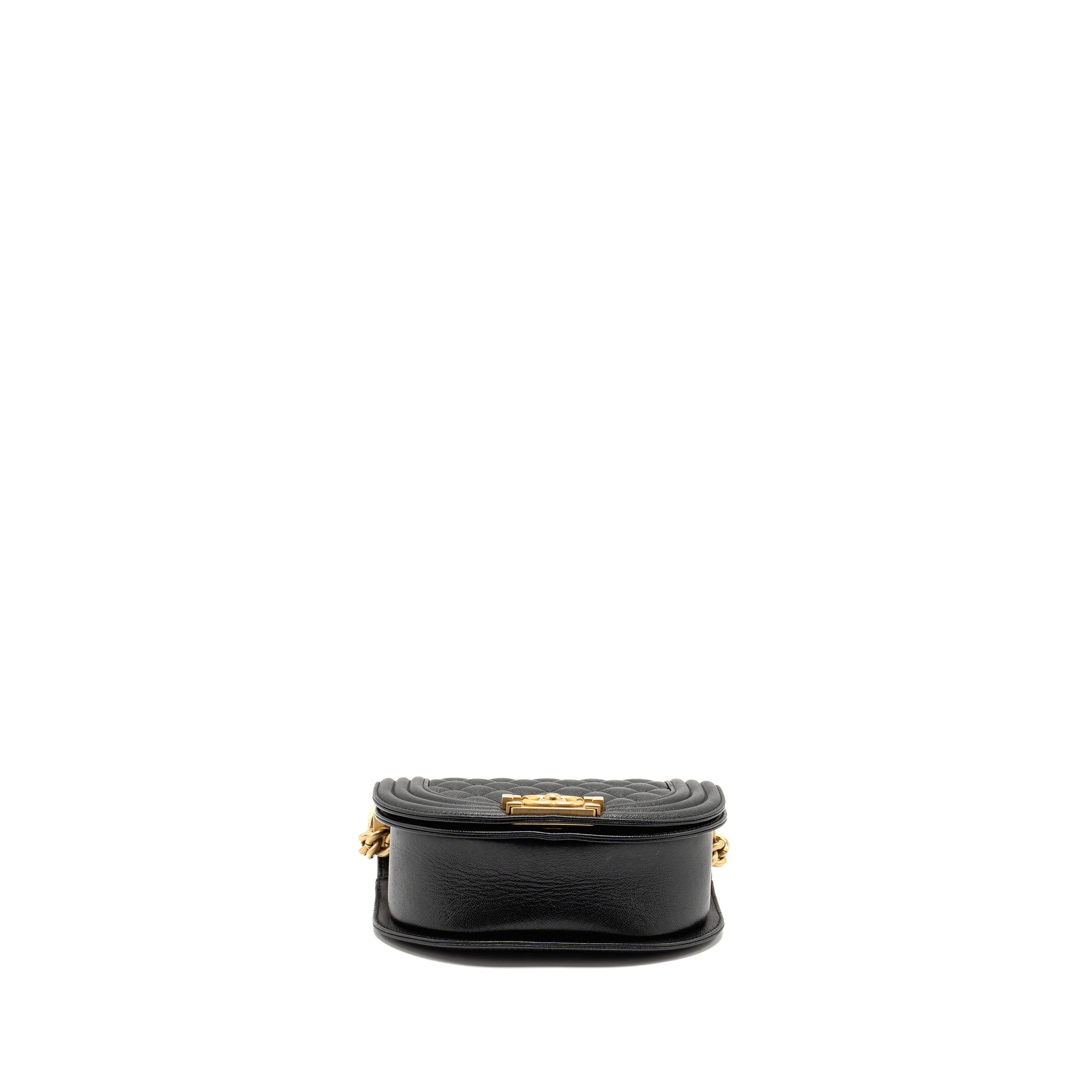 CHANEL 22A ROUND BOY MESSENGER BAG CAVIAR BLACK GHW (MICROCHIP)
