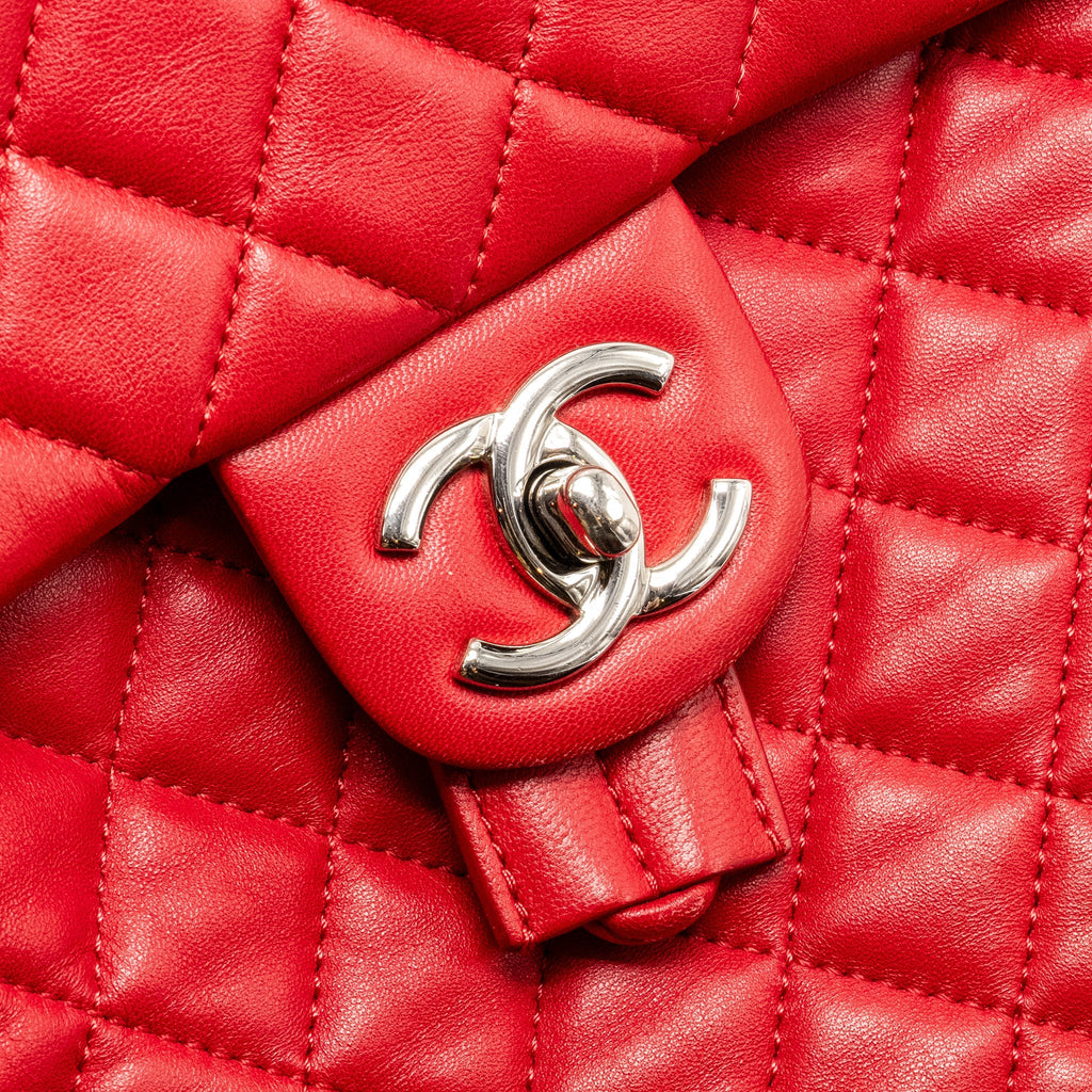 CHANEL SMALL URBAN SPIRIT QUILTED BACKPACK LAMBSKIN RED LGHW