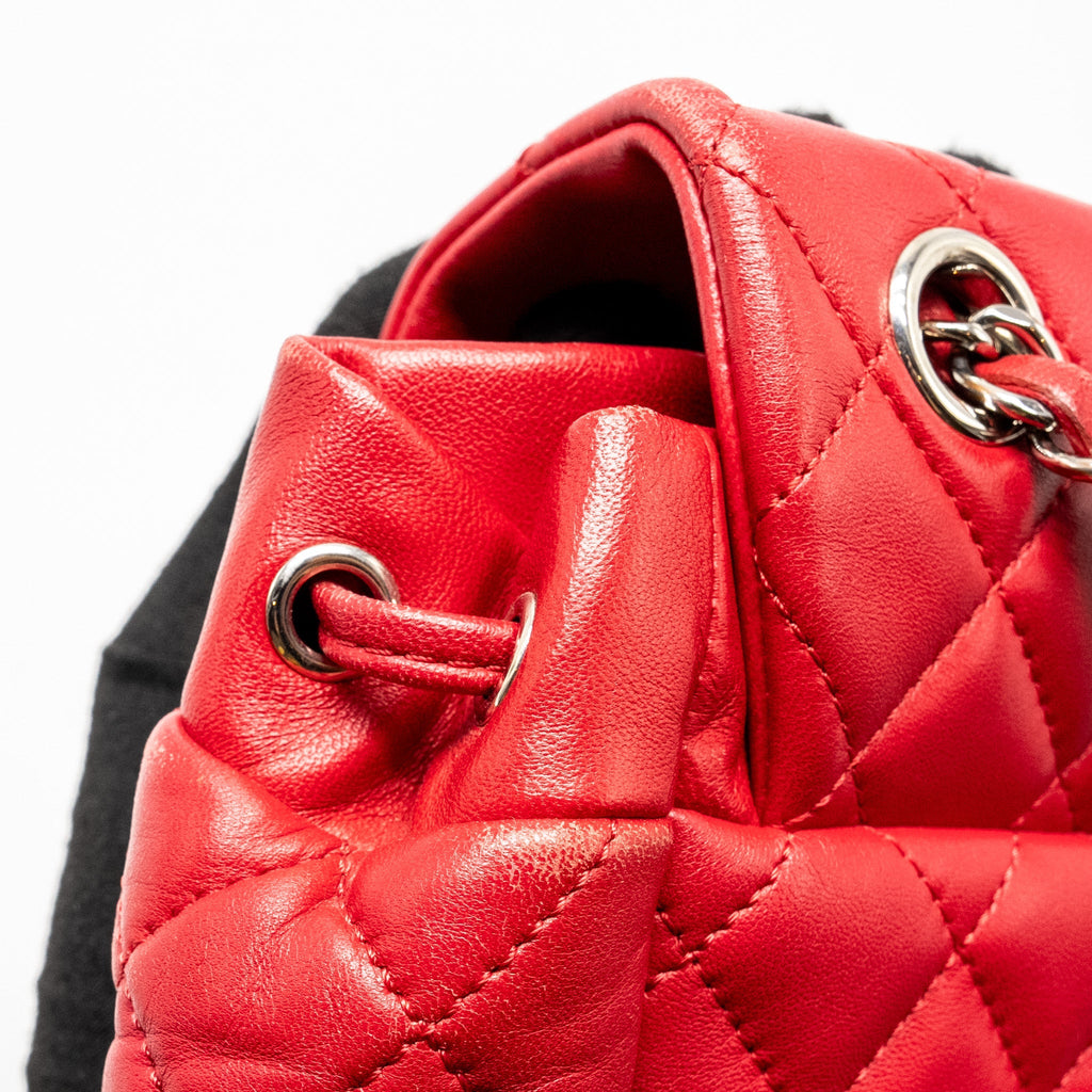 CHANEL SMALL URBAN SPIRIT QUILTED BACKPACK LAMBSKIN RED LGHW