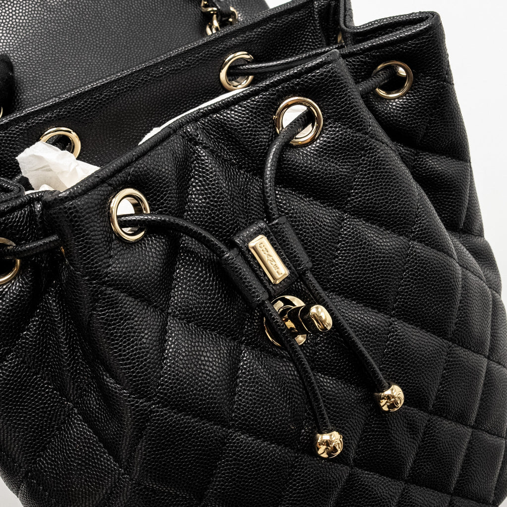 CHANEL 23S QUILTED MINI BACKPACK CAVIAR BLACK LGHW (MICROCHIP)
