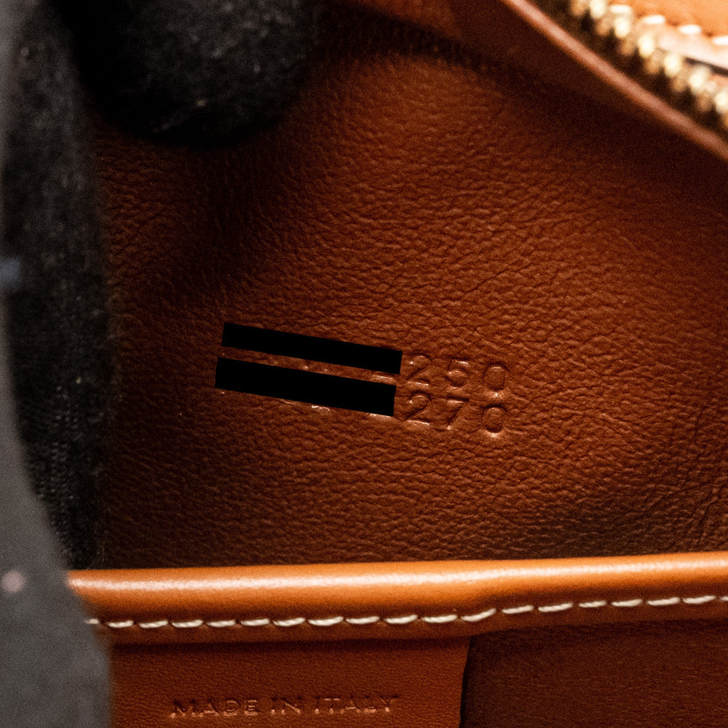 CELINE NANO LUGGAGE BAG CALFSKIN/DENIM TAN/NAVY GHW