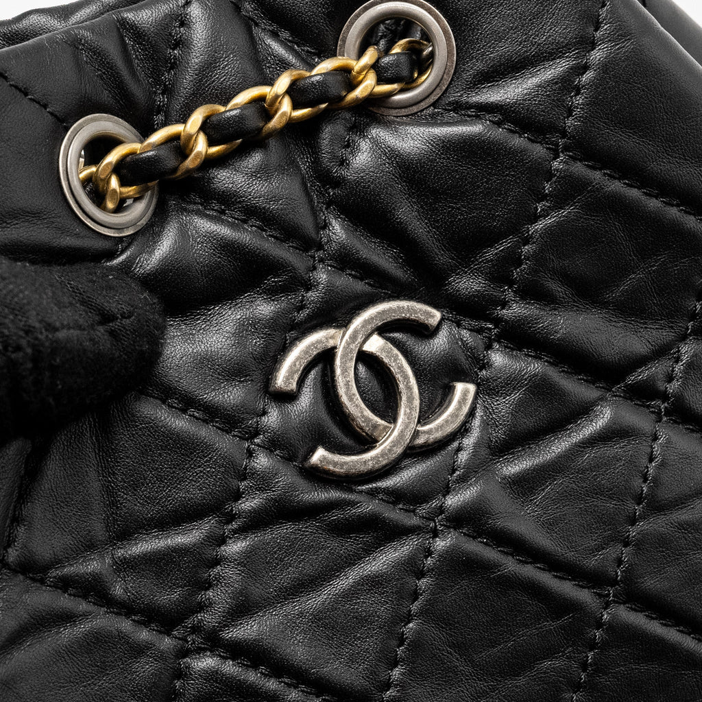 CHANEL SMALL GABRIELLE BACKPACK CALFSKIN BLACK MULTICOLOUR HARDWARE (MICROCHIP)