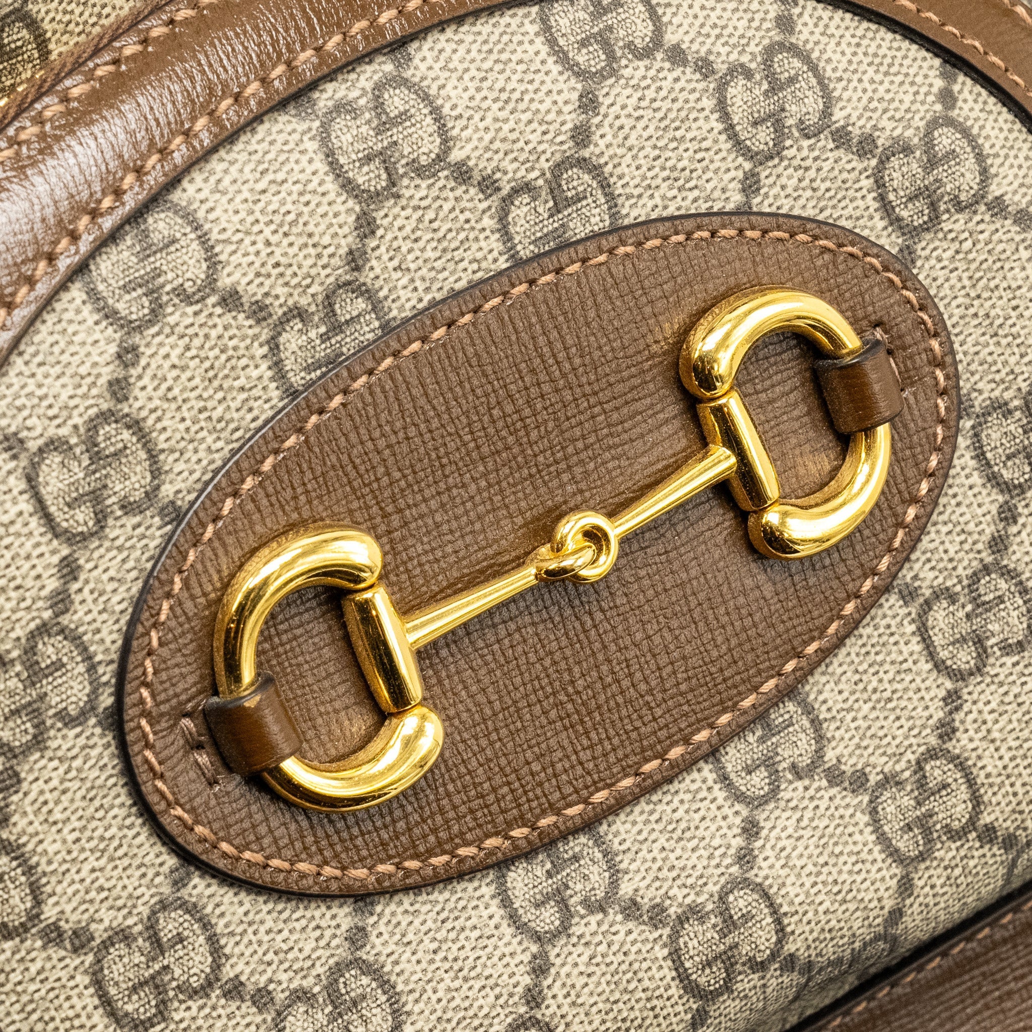 GUCCI 1955 HORSEBIT BACKPACK GG SUPREME CANVAS / CALFSKIN BROWN GHW