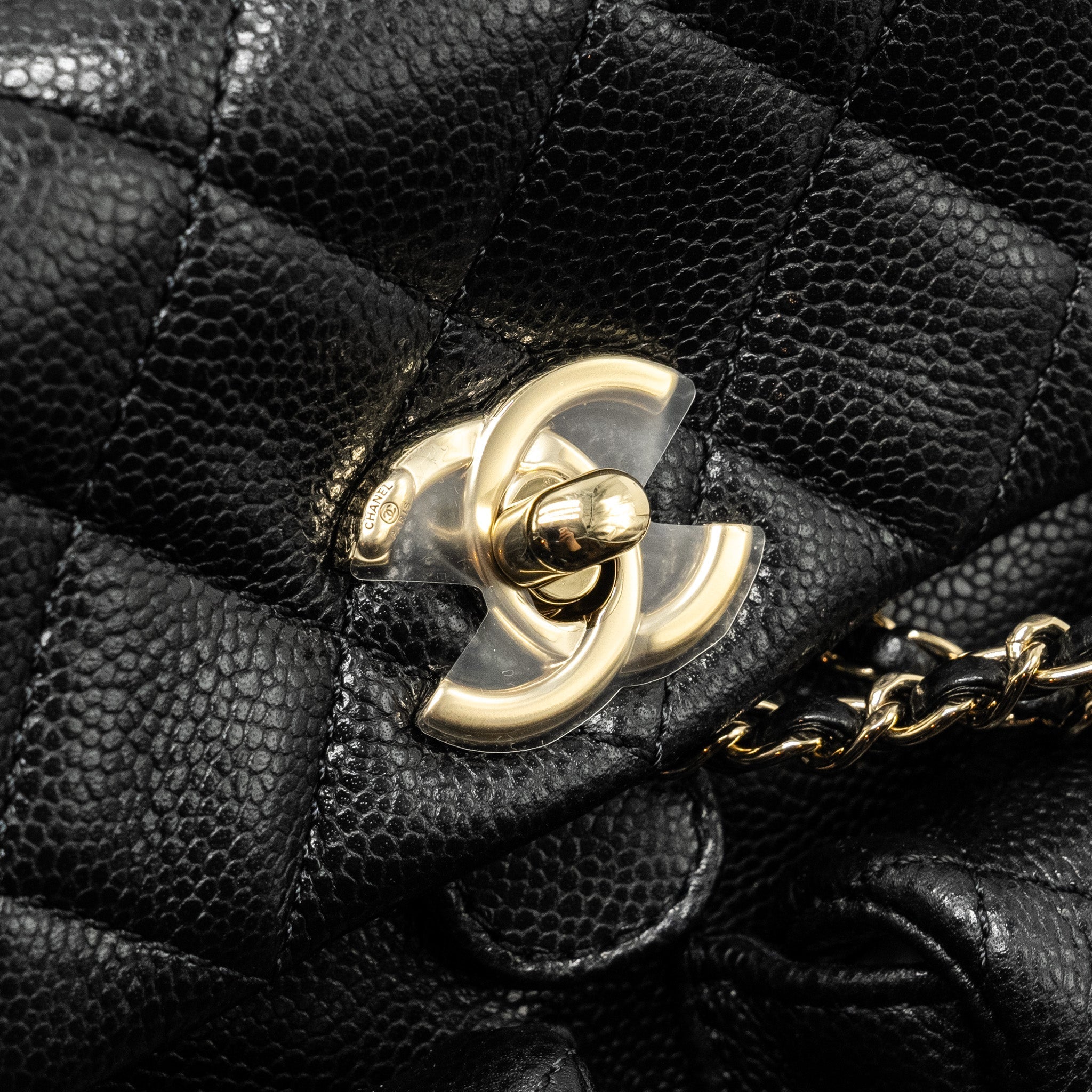 CHANEL 24A MINI DUMA BACKPACK GRAINED CALFSKIN BLACK LGHW (MICROCHIP)