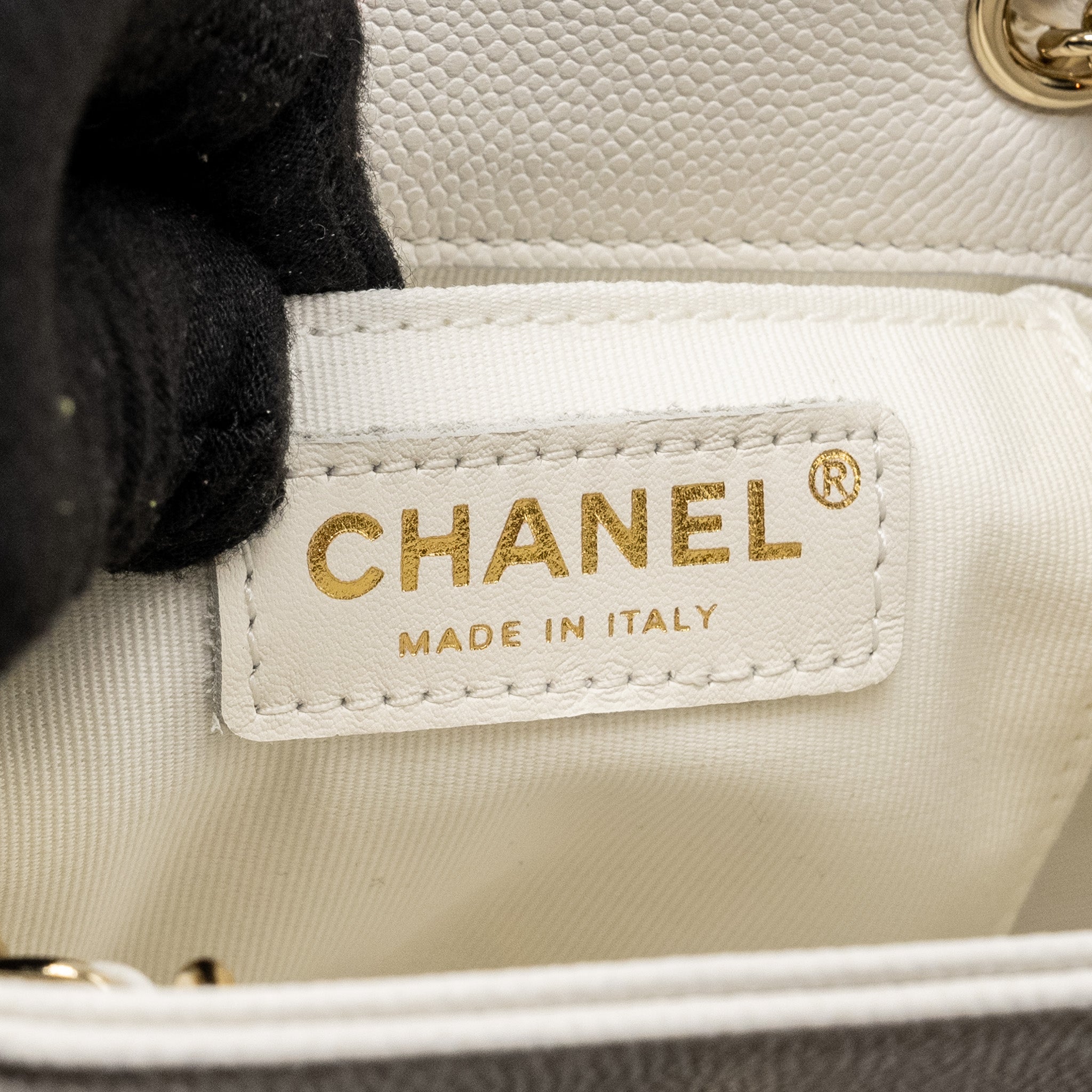 CHANEL 23K TRIPLE POCKET MINI BACKPACK CAVIAR WHITE LGHW (MICROCHIP)