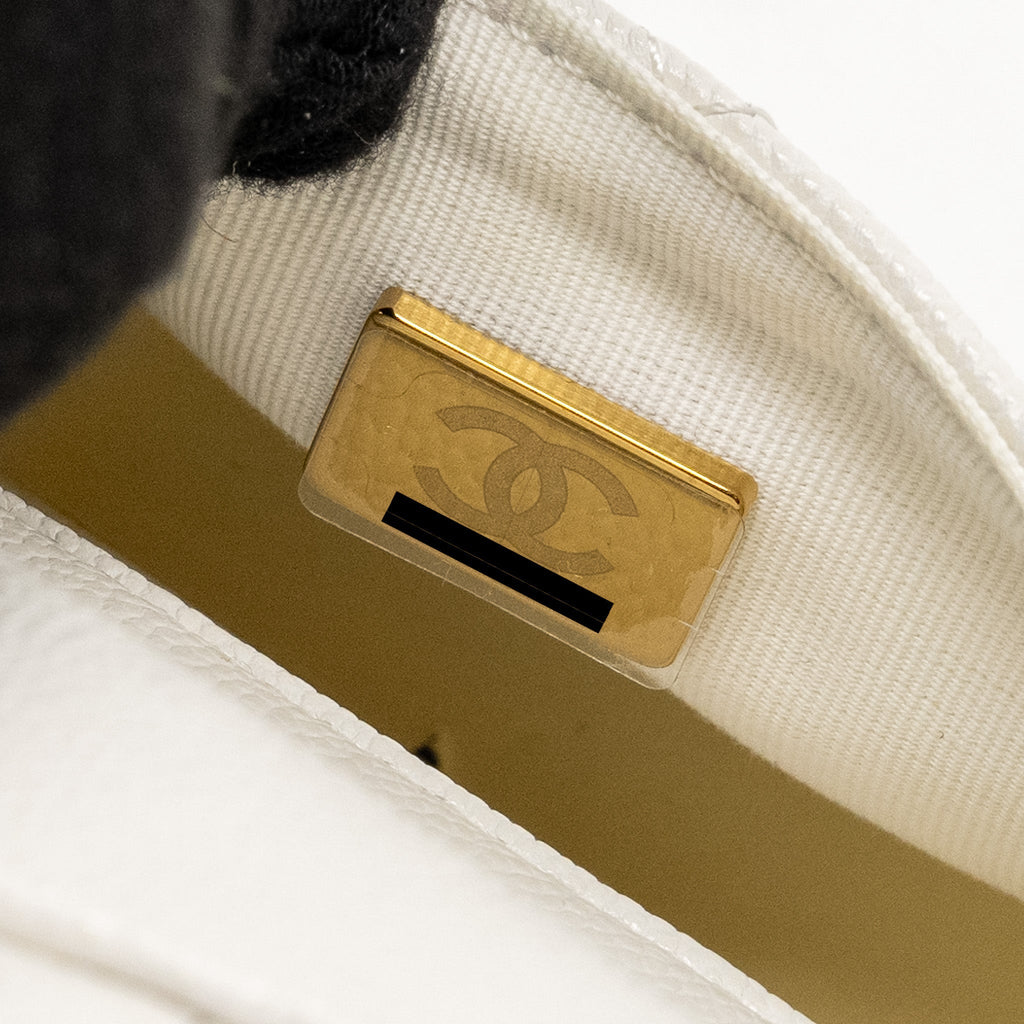 CHANEL 23K TRIPLE POCKET MINI BACKPACK CAVIAR WHITE LGHW (MICROCHIP)