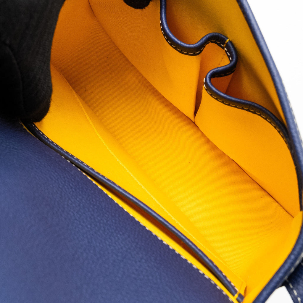 GOYARD BELVEDERE PM MESSENGER BAG GOYARDINE CANVAS/CALFSKIN NAVY SHW