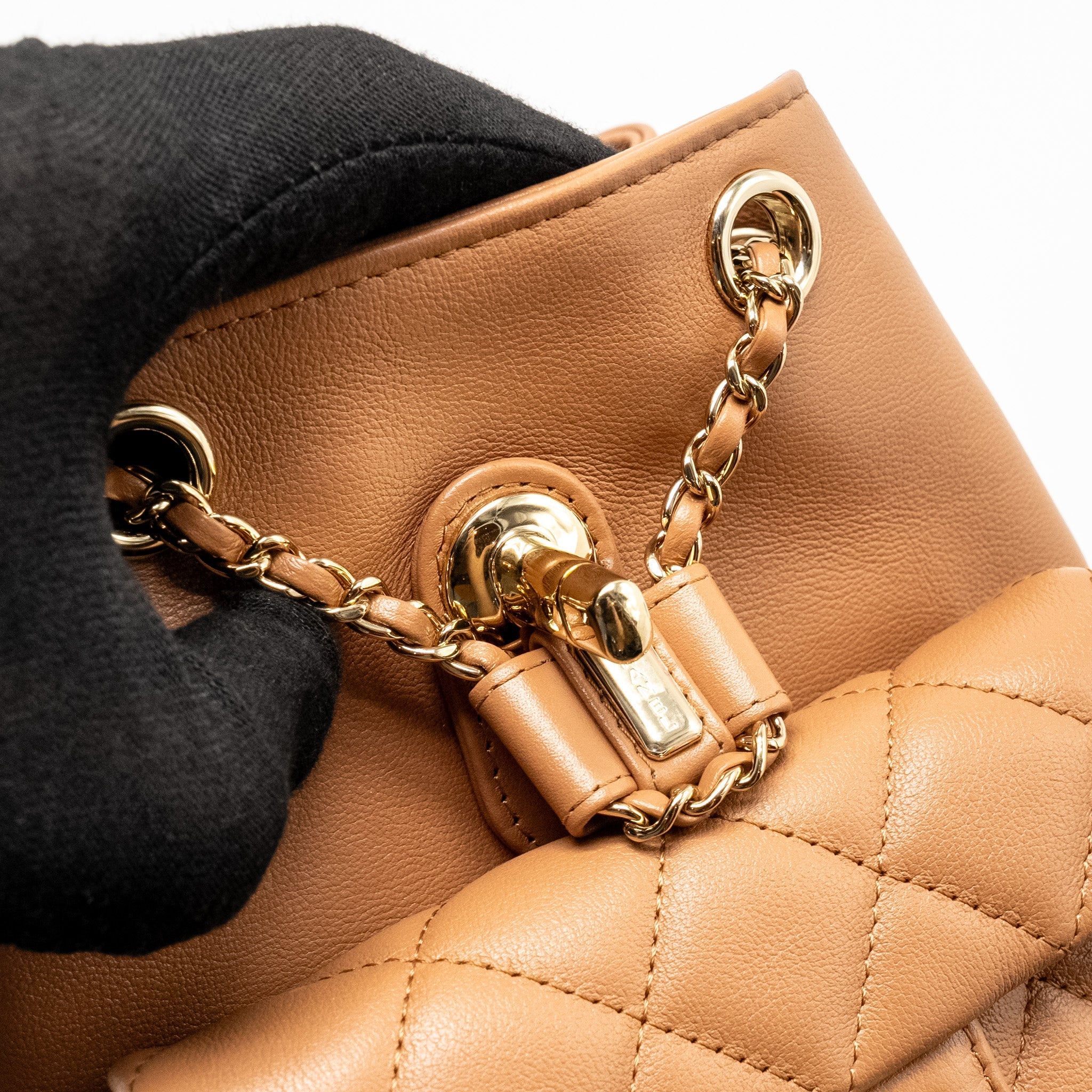 CHANEL 24P MINI DUMA BACKPACK CALFSKIN CARAMEL LGHW (MICROCHIP)