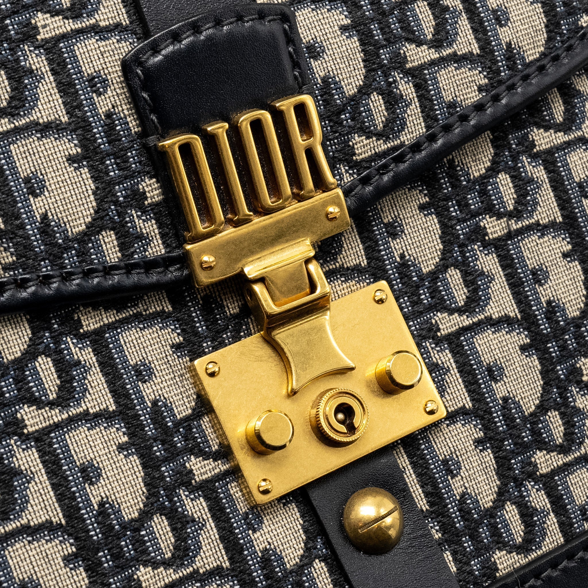DIOR ADDICT VERTICAL MESSENGER BAG OBLIQUE CANVAS BLUE GHW
