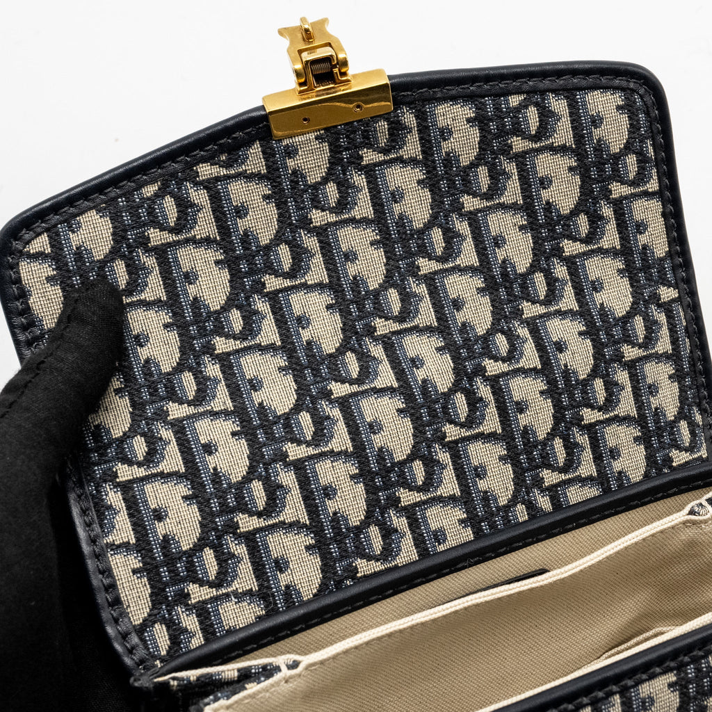 DIOR ADDICT VERTICAL MESSENGER BAG OBLIQUE CANVAS BLUE GHW