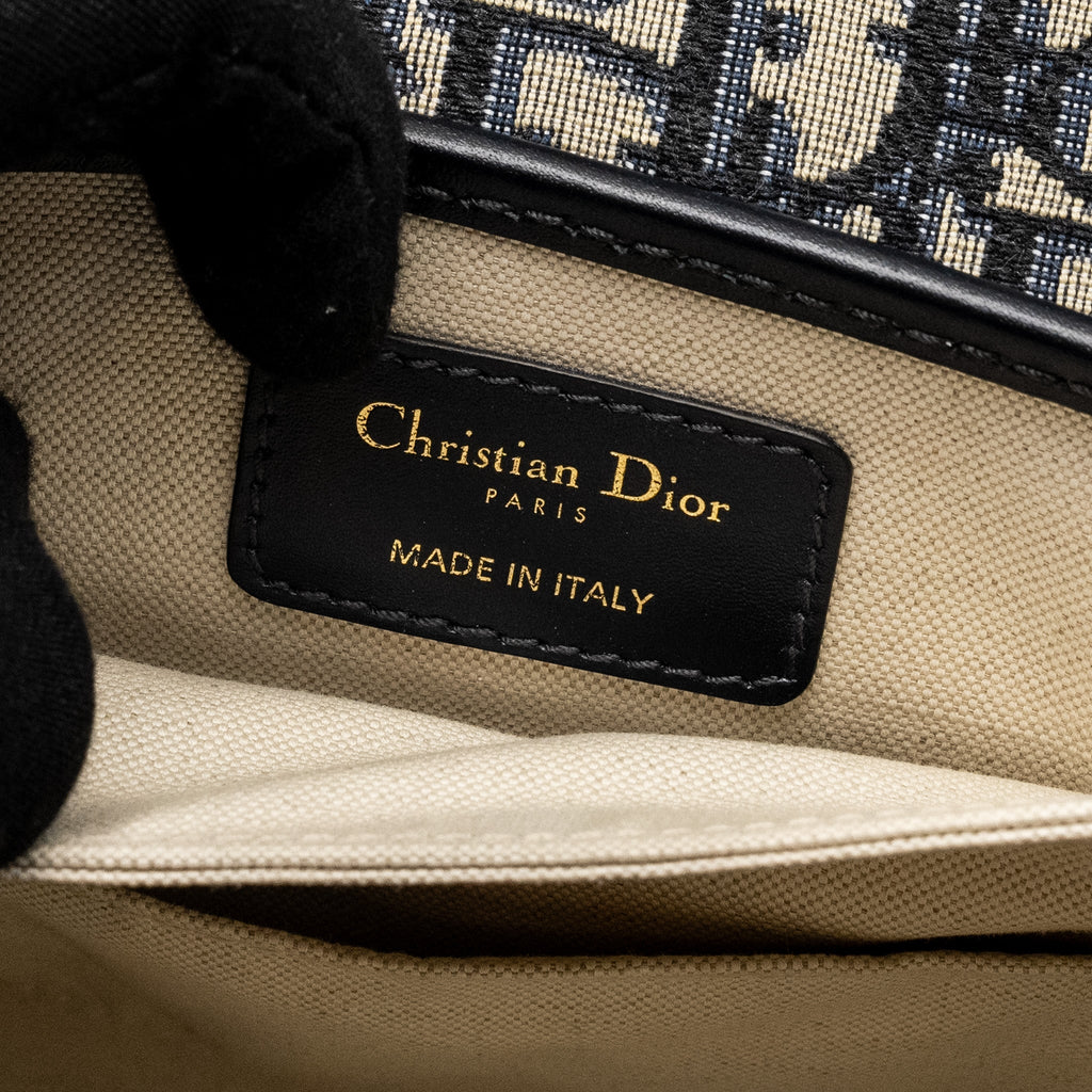 DIOR ADDICT VERTICAL MESSENGER BAG OBLIQUE CANVAS BLUE GHW
