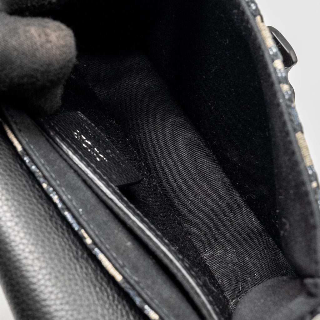DIOR HOMME MINI SADDLE MESSENGER BAG WITH FLAP OBLIQUE JACQUARD/GRAINED CALFSKIN MULTICOLOUR HARDWARE